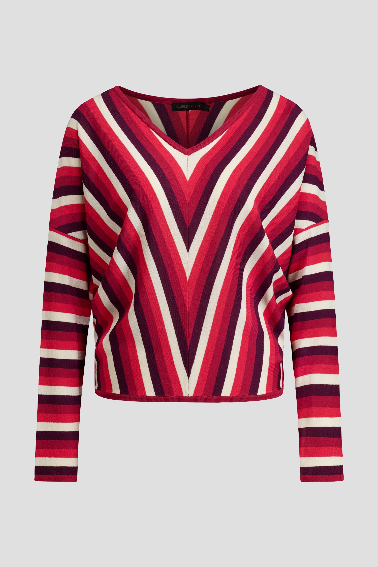 Photo produit 1 de Pull à rayures rouges et bordeaux de Claude Arielle pour Femmes