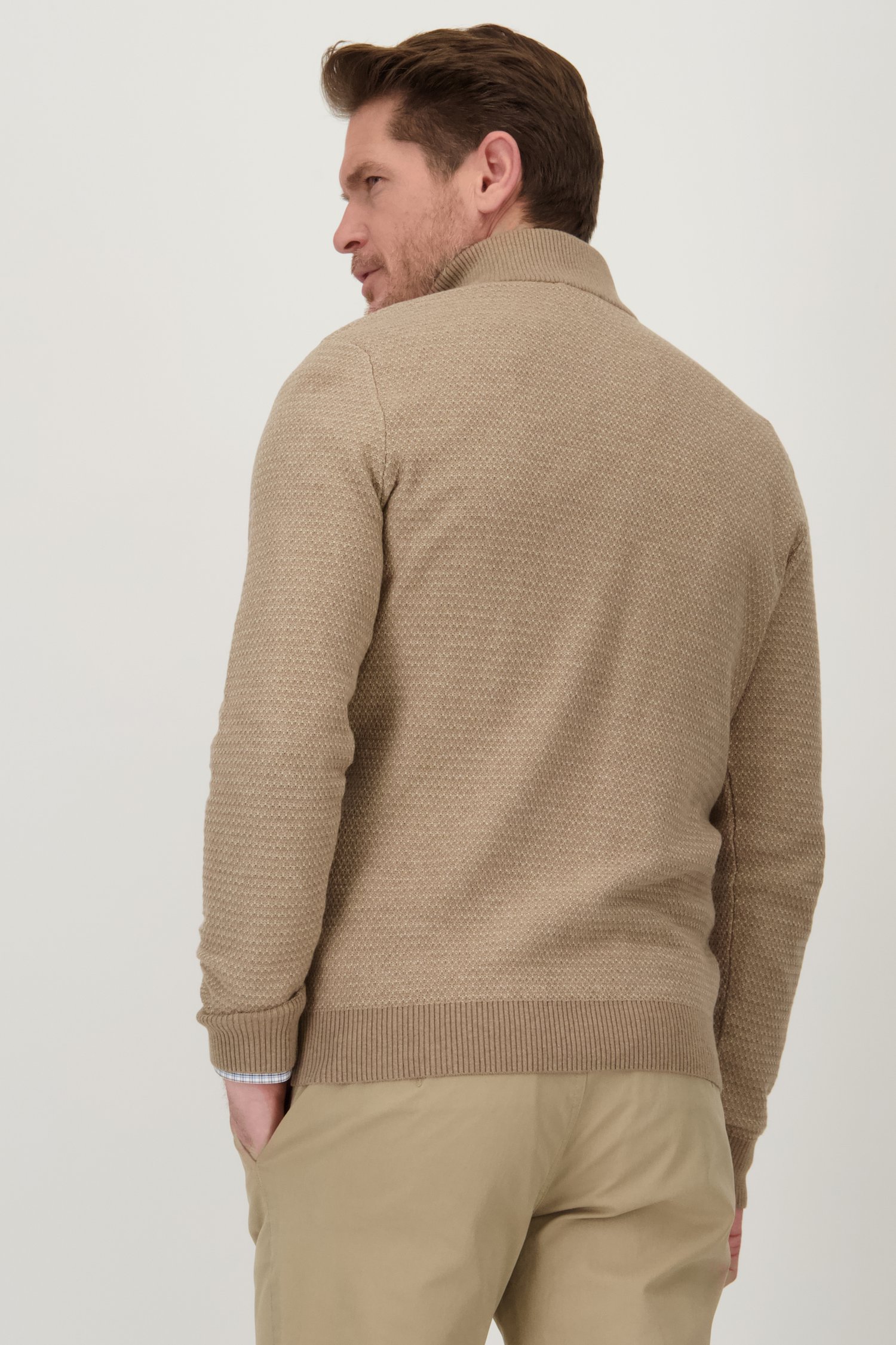 Pull beige à col zippé de Dansaert Blue pour Hommes