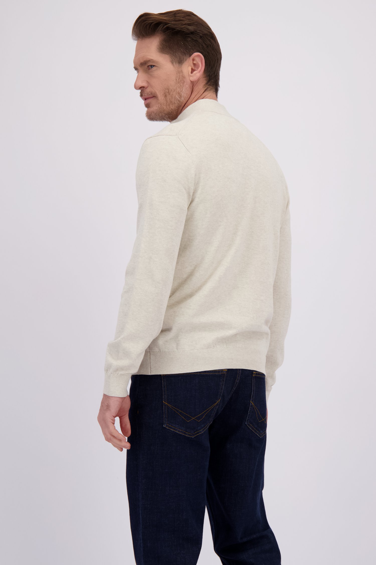 Le dos de Pull beige à col zippé de Dansaert Blue pour Hommes