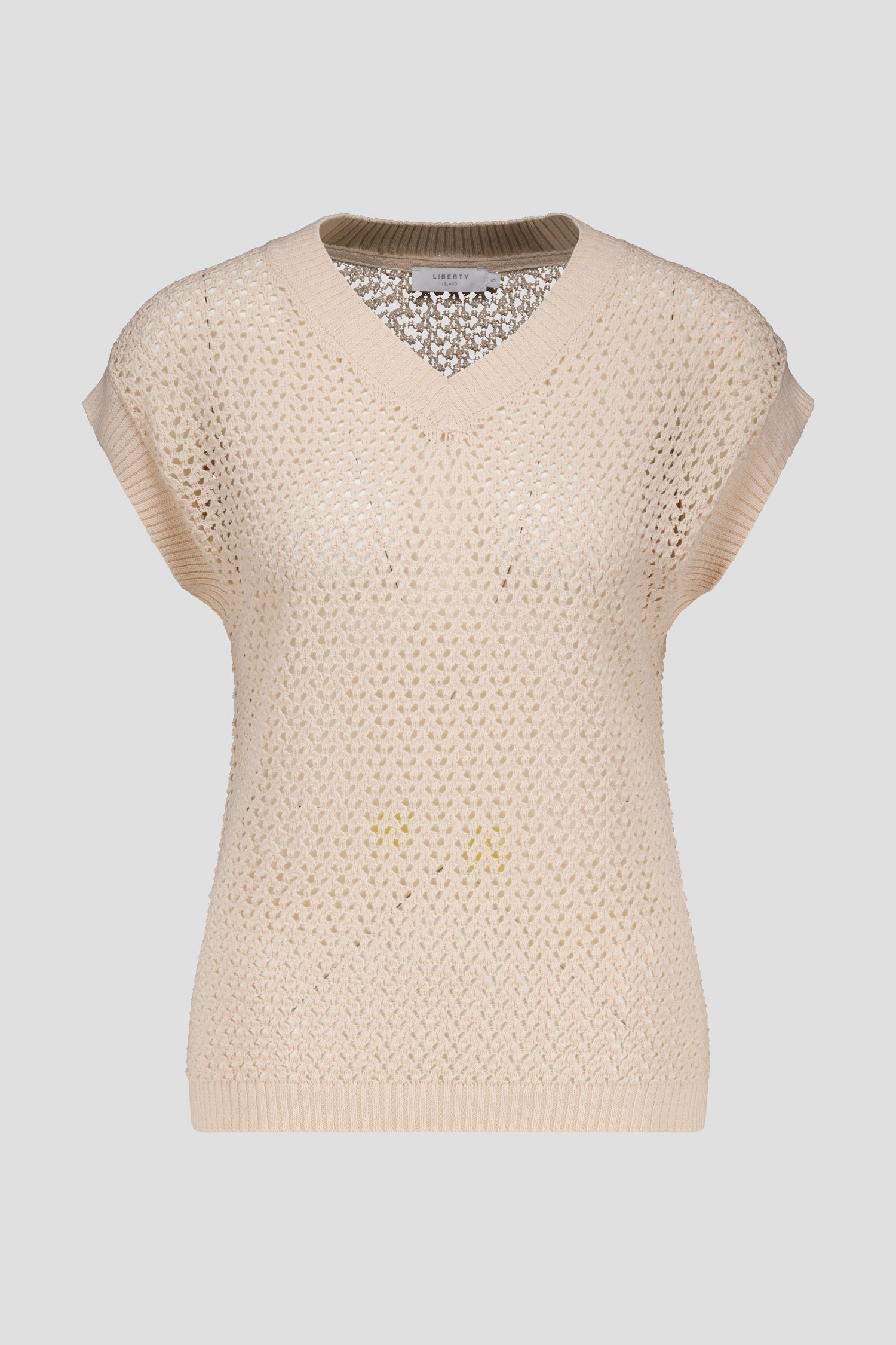 Pull beige à motif ajouré et manches courtes de Liberty Island pour Femmes