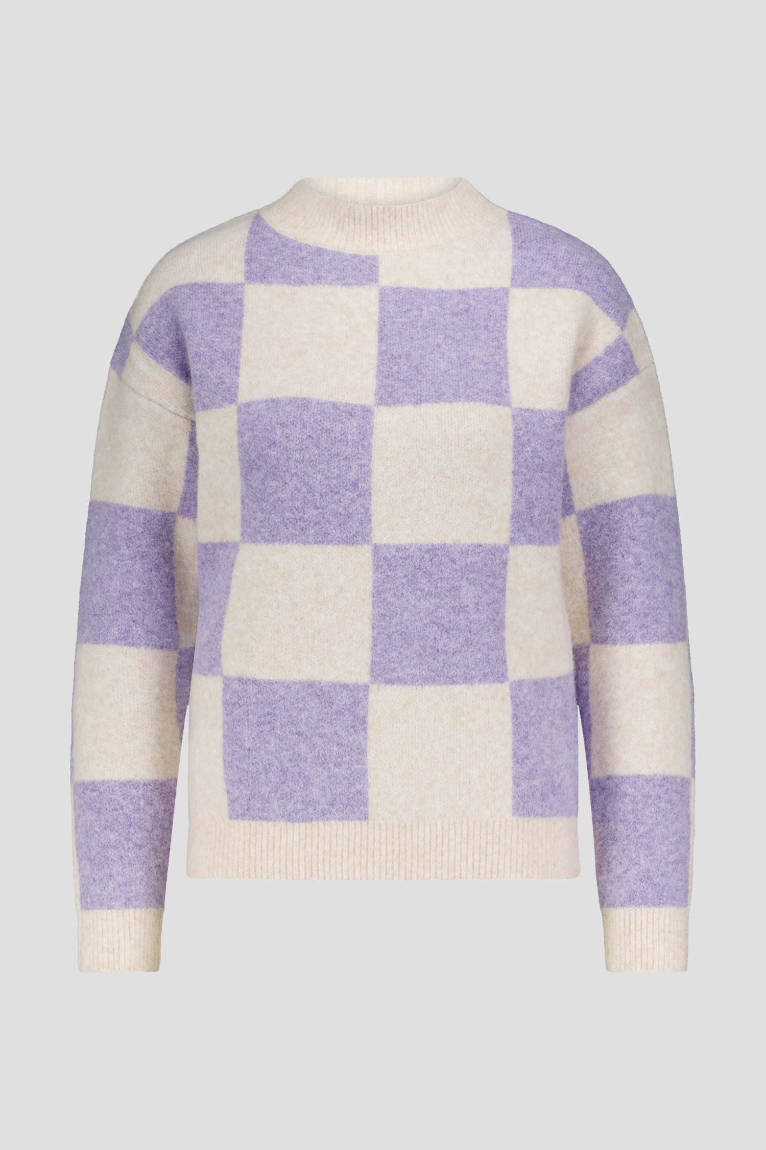 Photo produit 1 de Pull beige à motif damier lilas de Liberty Loving nature pour Femmes