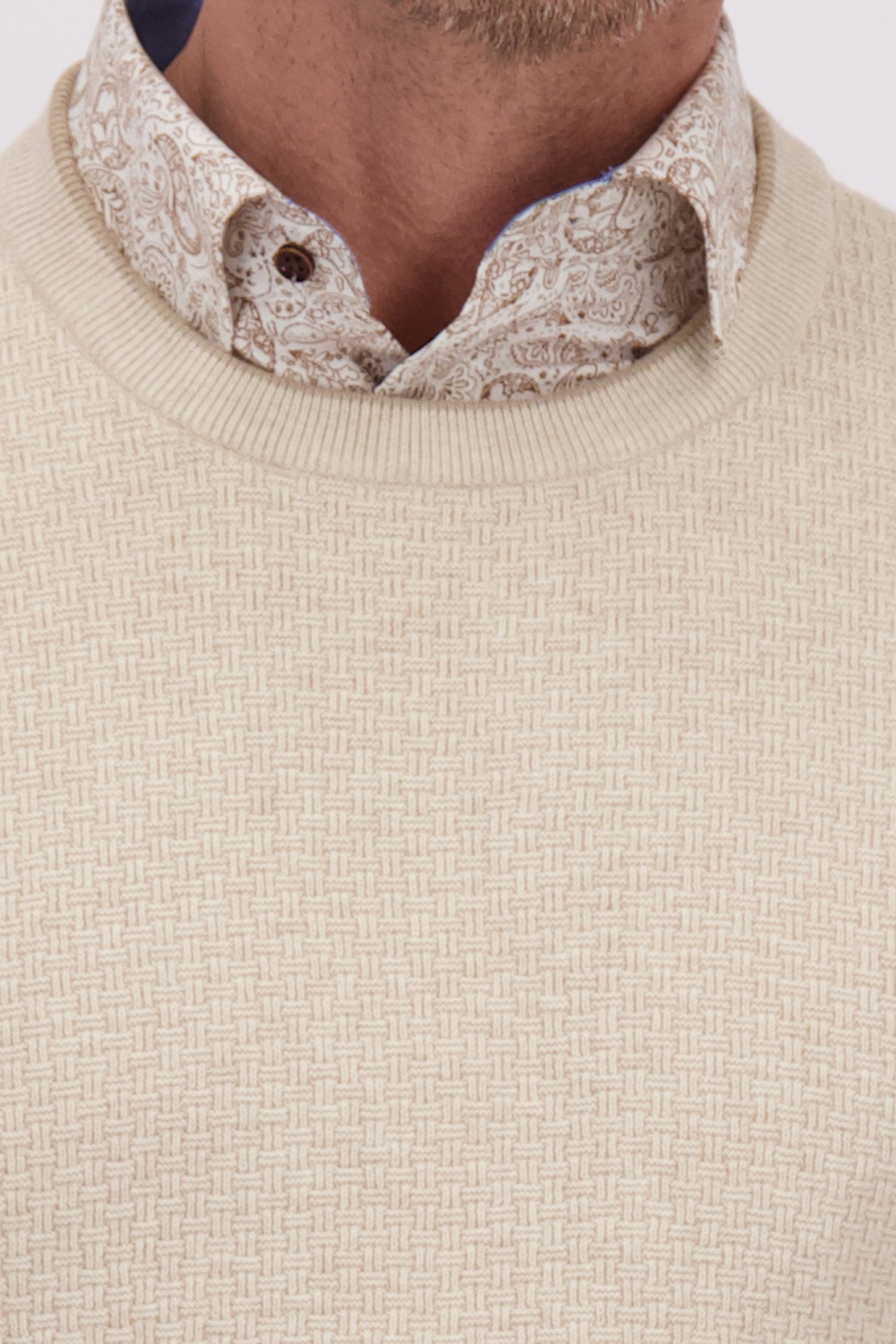 Détail de Pull beige à structure rotin de Dansaert Blue pour Hommes