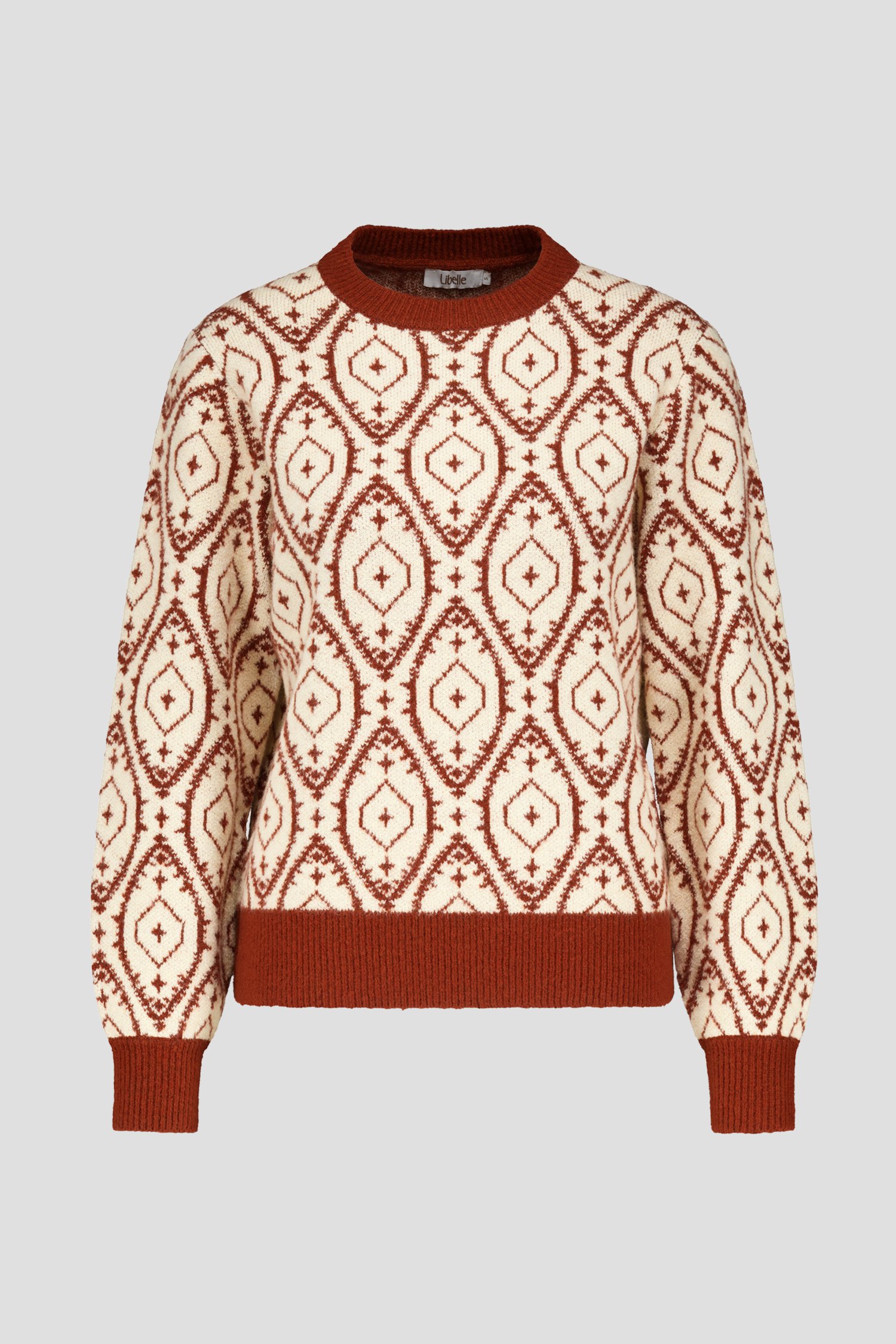 Pull beige clair avec motif brun-rouge de Libelle pour Femmes