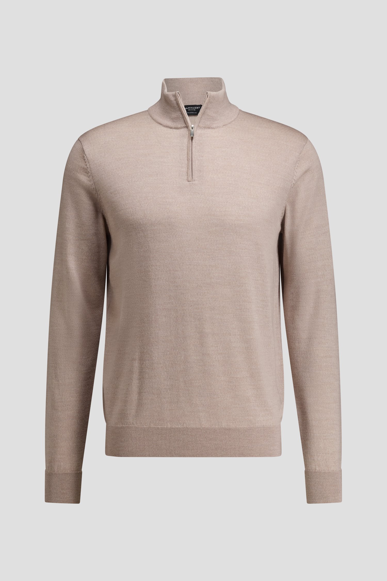 Photo produit 1 de Pull beige en laine à col zippé de Dansaert Black Premium pour Hommes