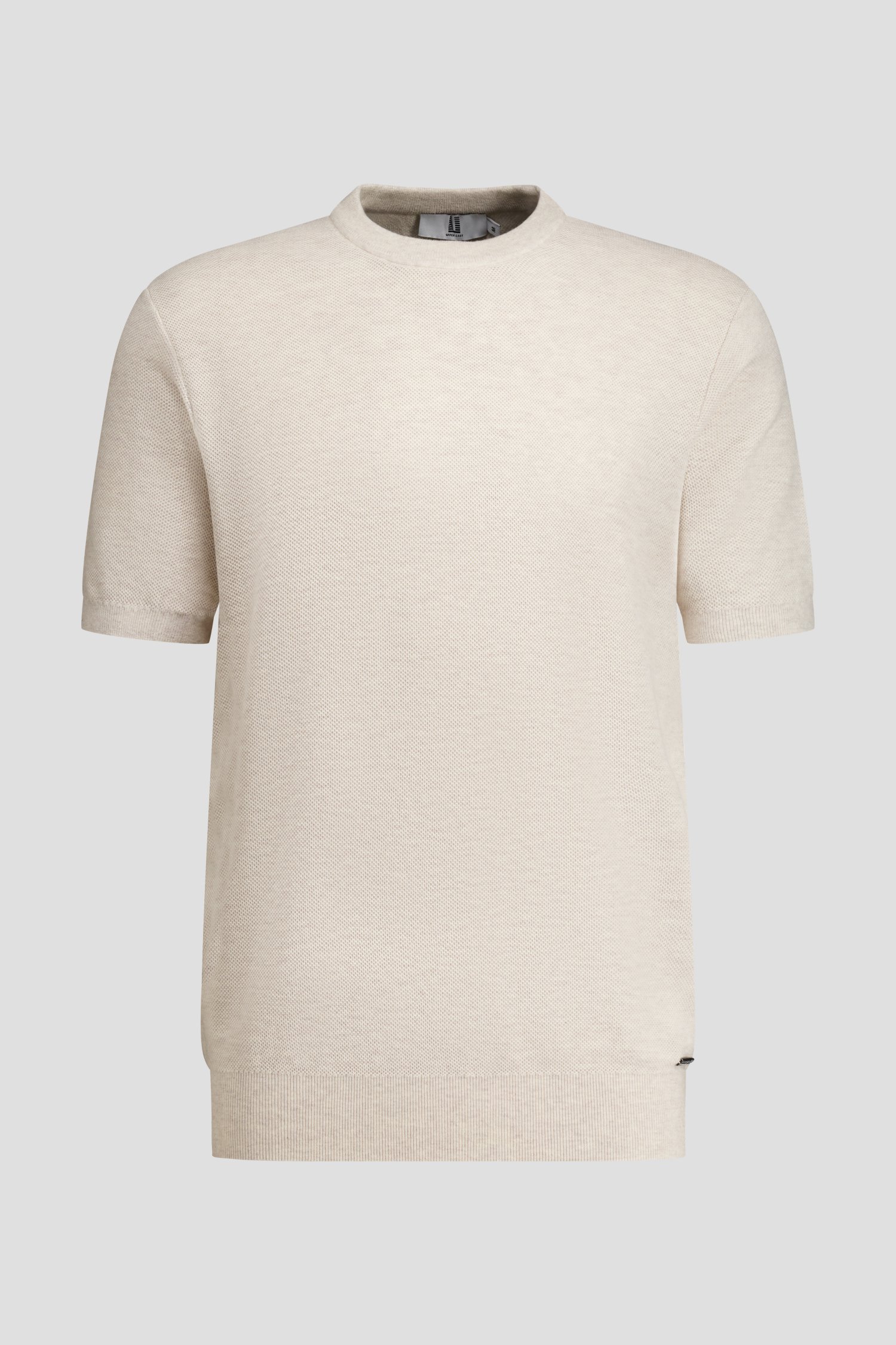 Photo produit 1 de Pull beige en maille à manches courtes de Upper East pour Hommes