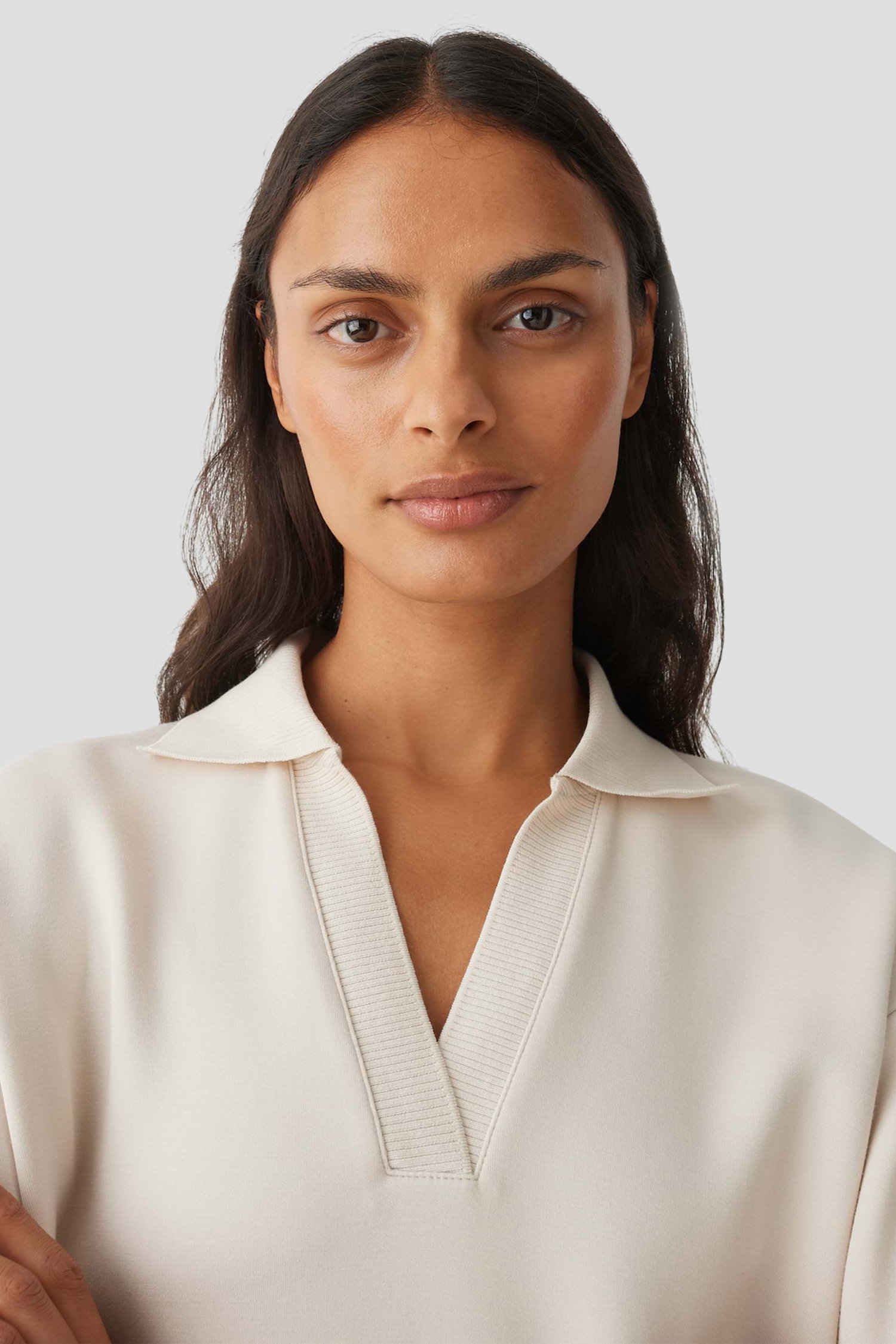 Détail de Pull beige en tissu sweat de Opus pour Femmes