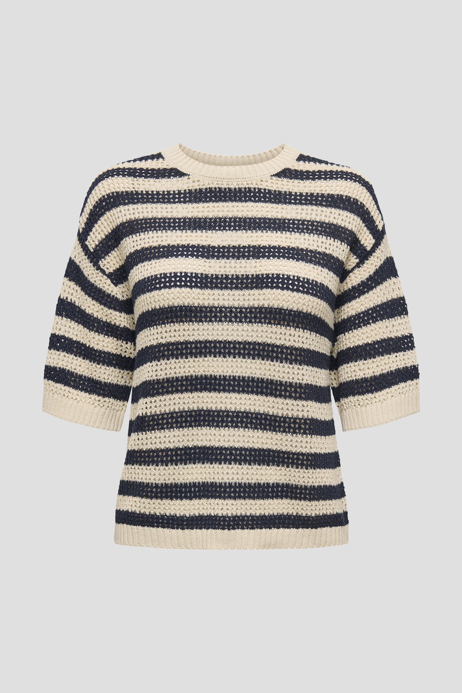 Pull beige tricot à motif rayé bleu marine de JDY pour Femmes