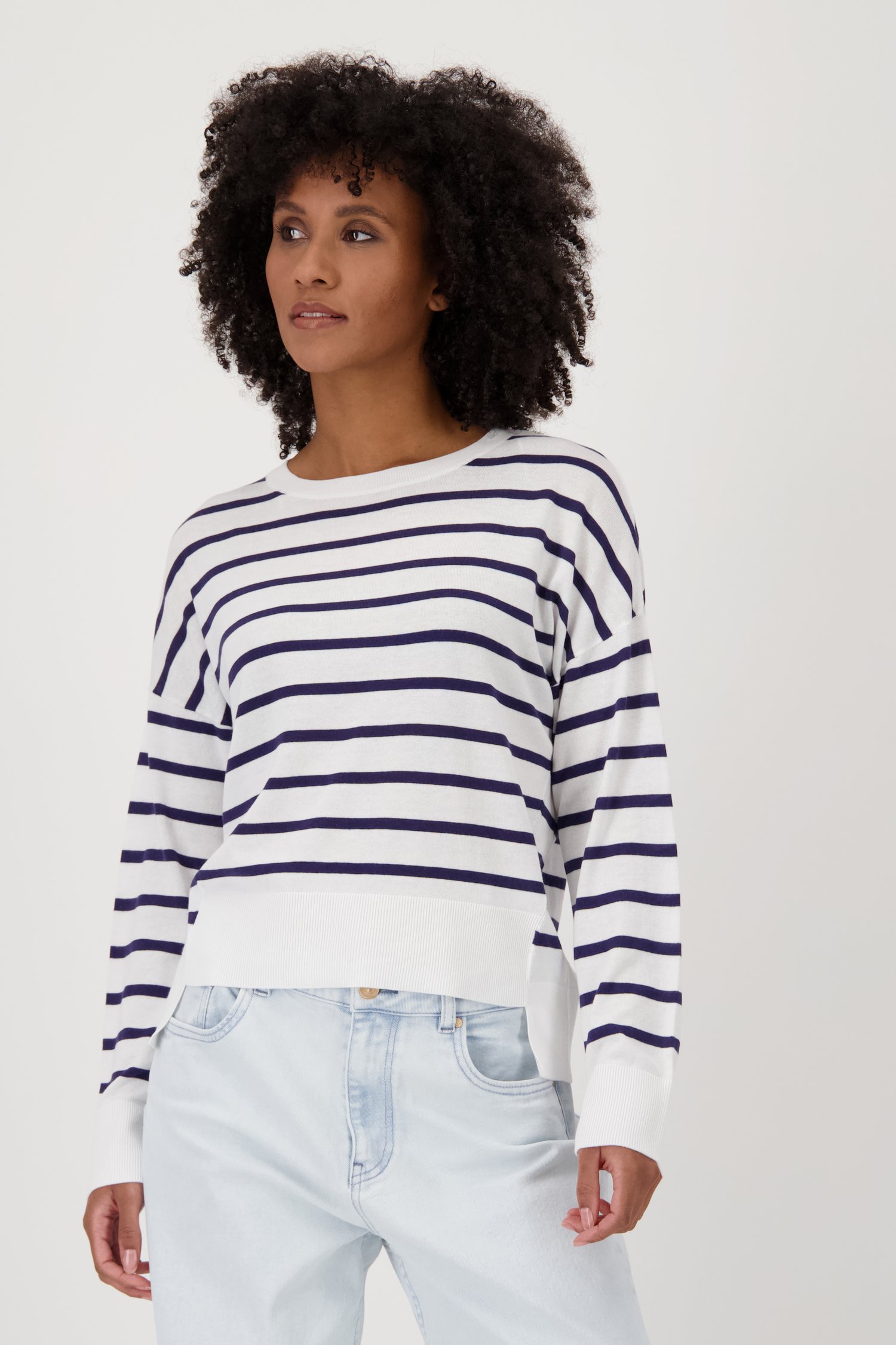 Pull blanc à rayures bretonnes de Louise pour Femmes