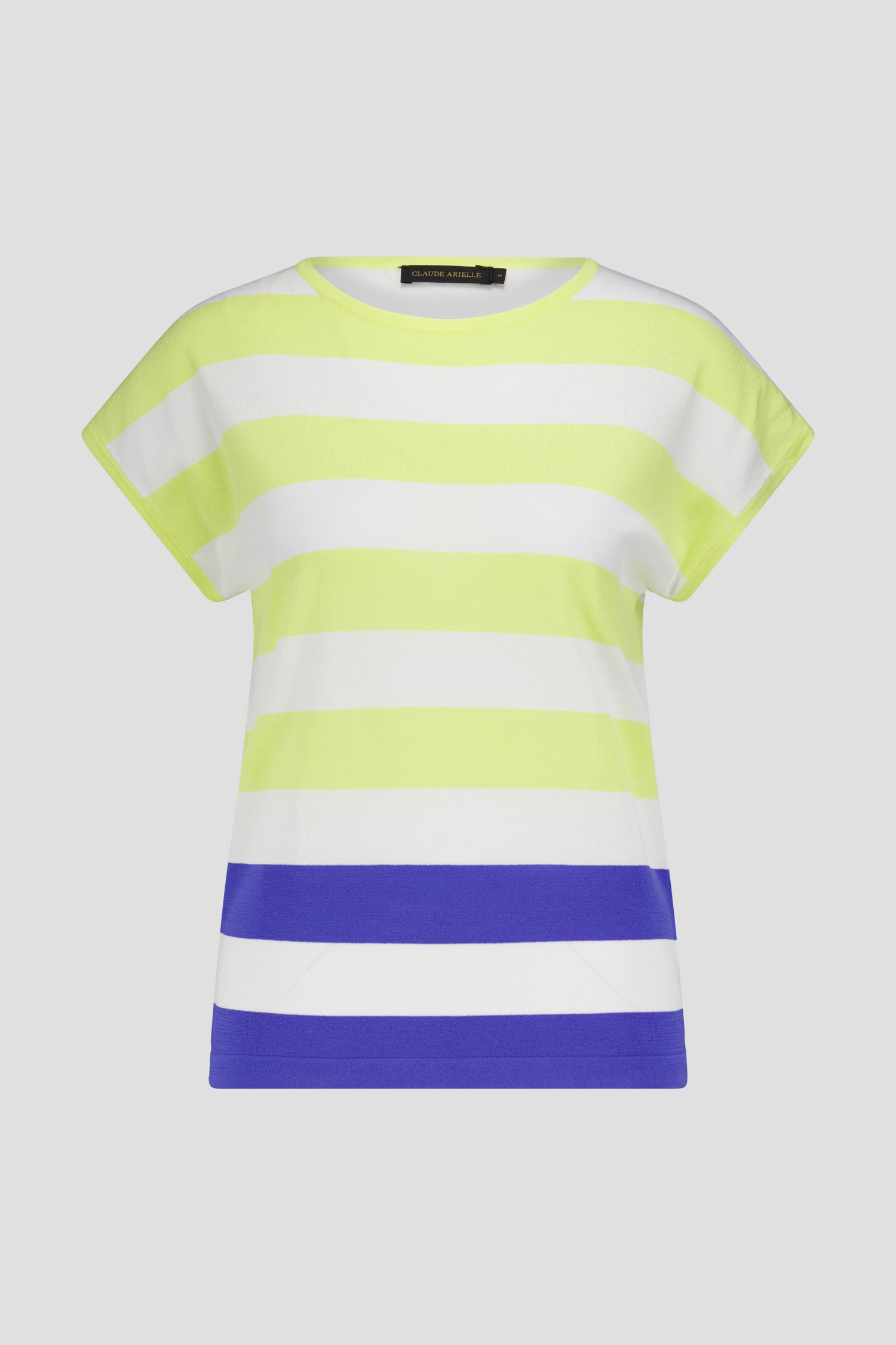 Pull blanc avec motif rayé jaune de Claude Arielle pour Femmes