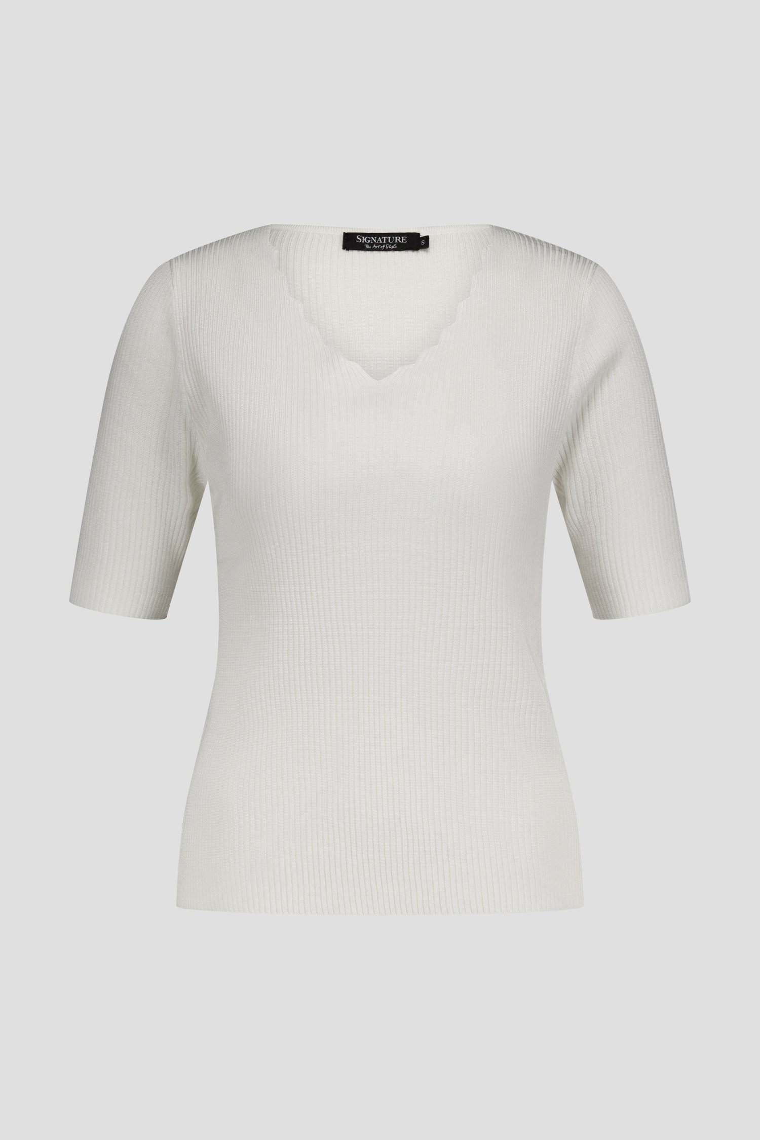 Pull blanc en maille côtelée de Signature pour Femmes