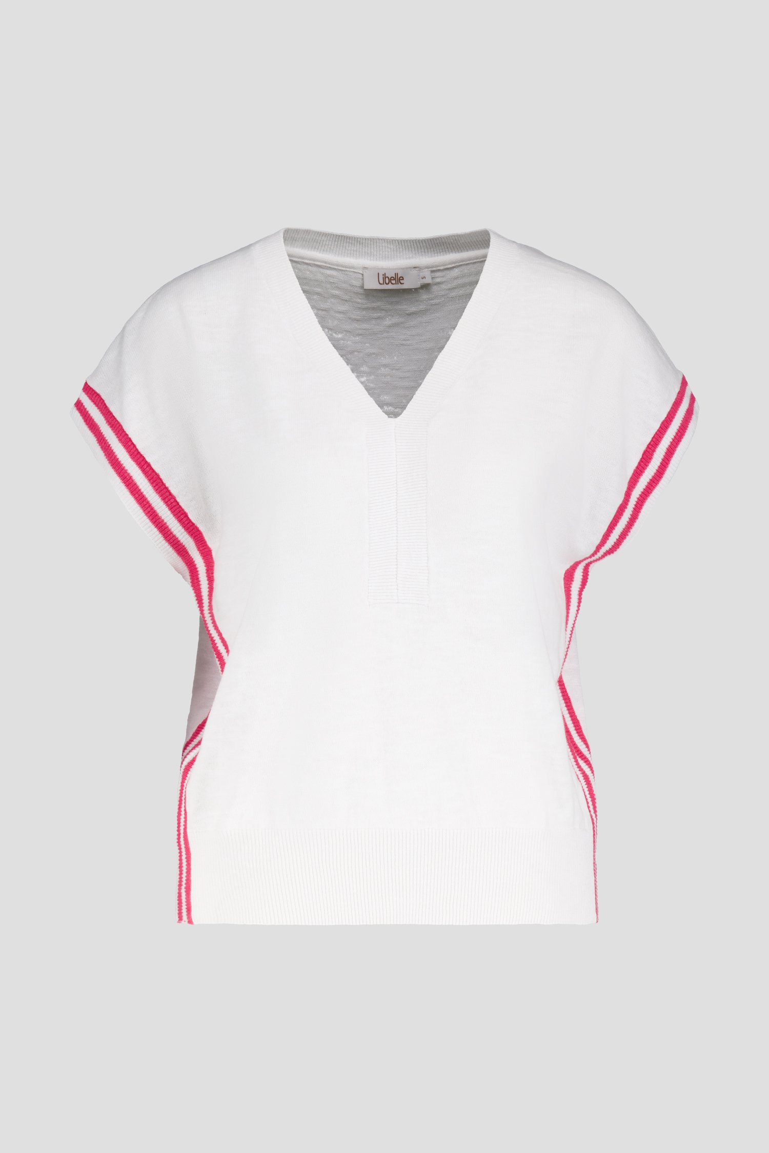 Pull blanc sans manches avec col en V de Libelle pour Femmes
