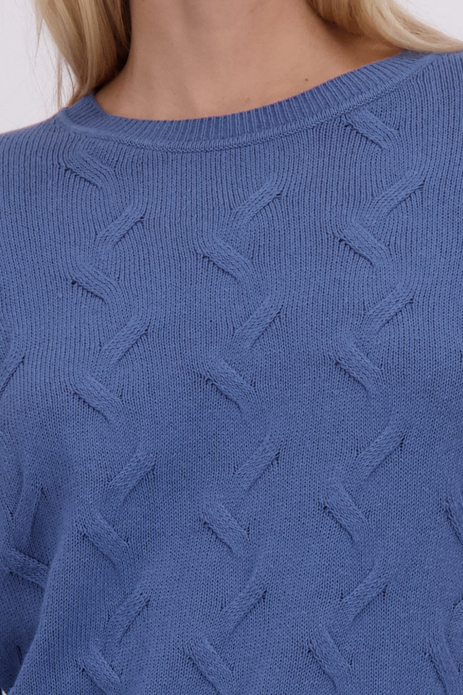 Détail de Pull bleu à manches 3/4 de Liberty Island pour Femmes