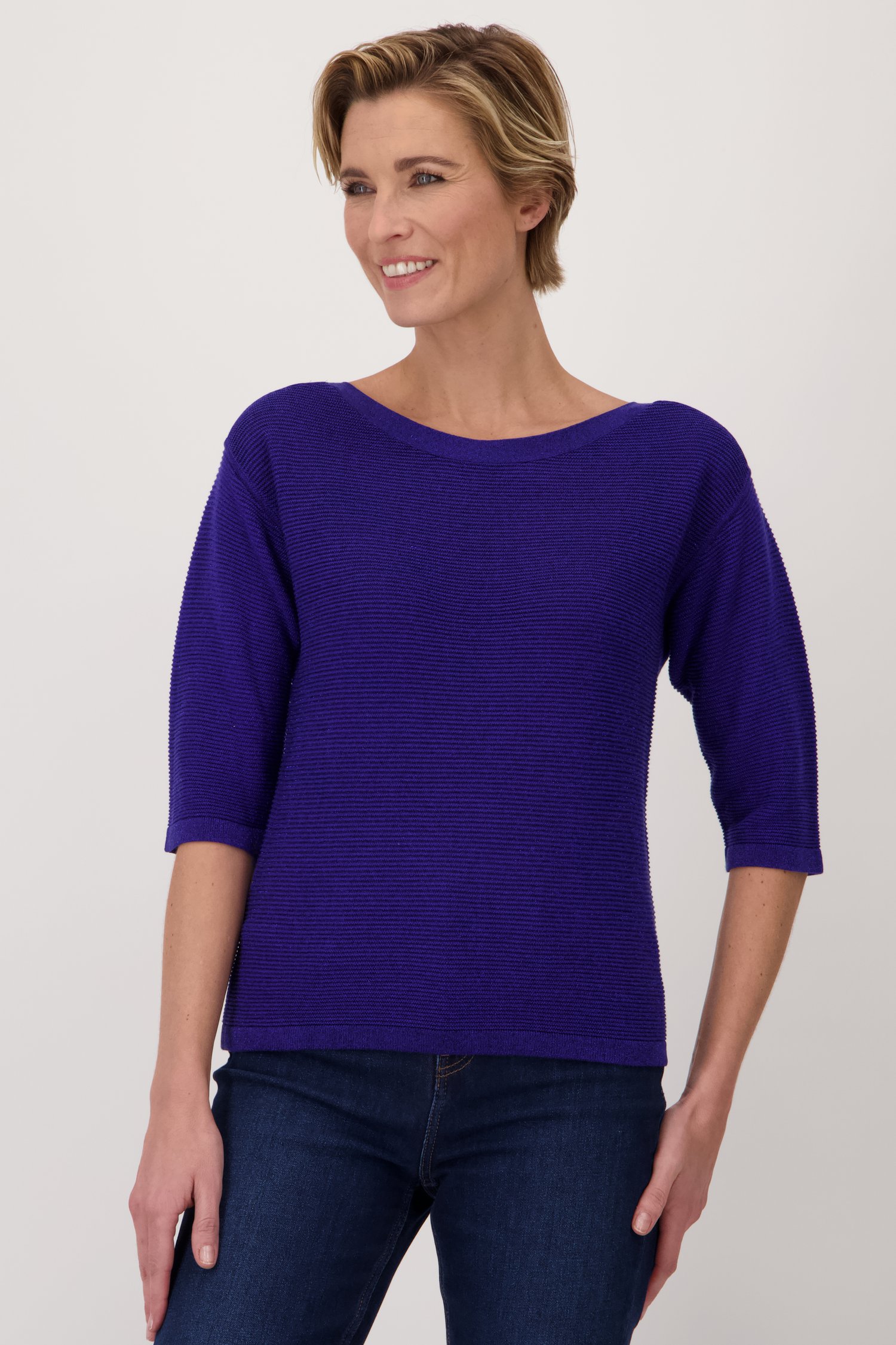 Pull bleu à paillettes de Claude Arielle pour Femmes
