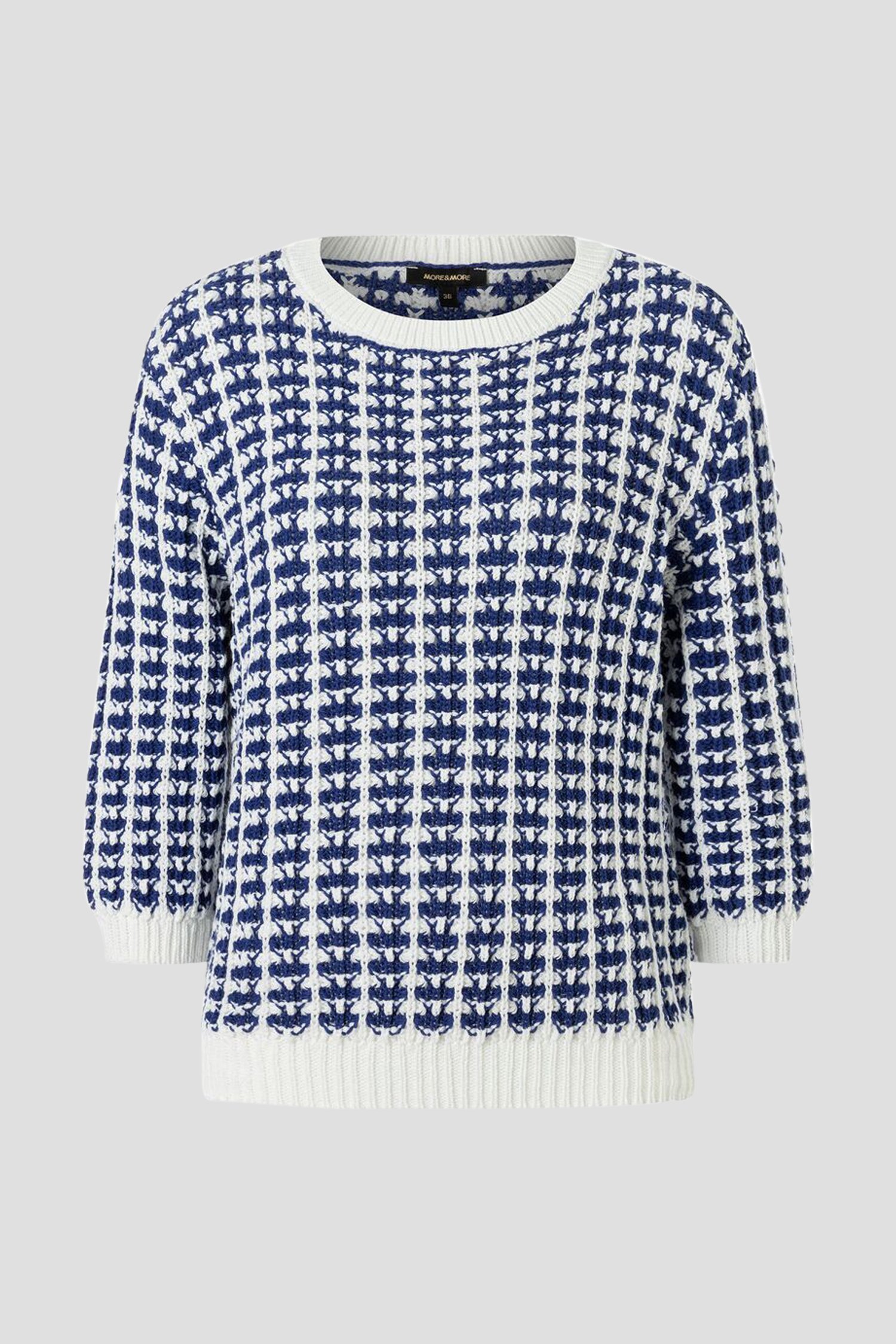 Pull bleu-blanc tricoté de More & More pour Femmes