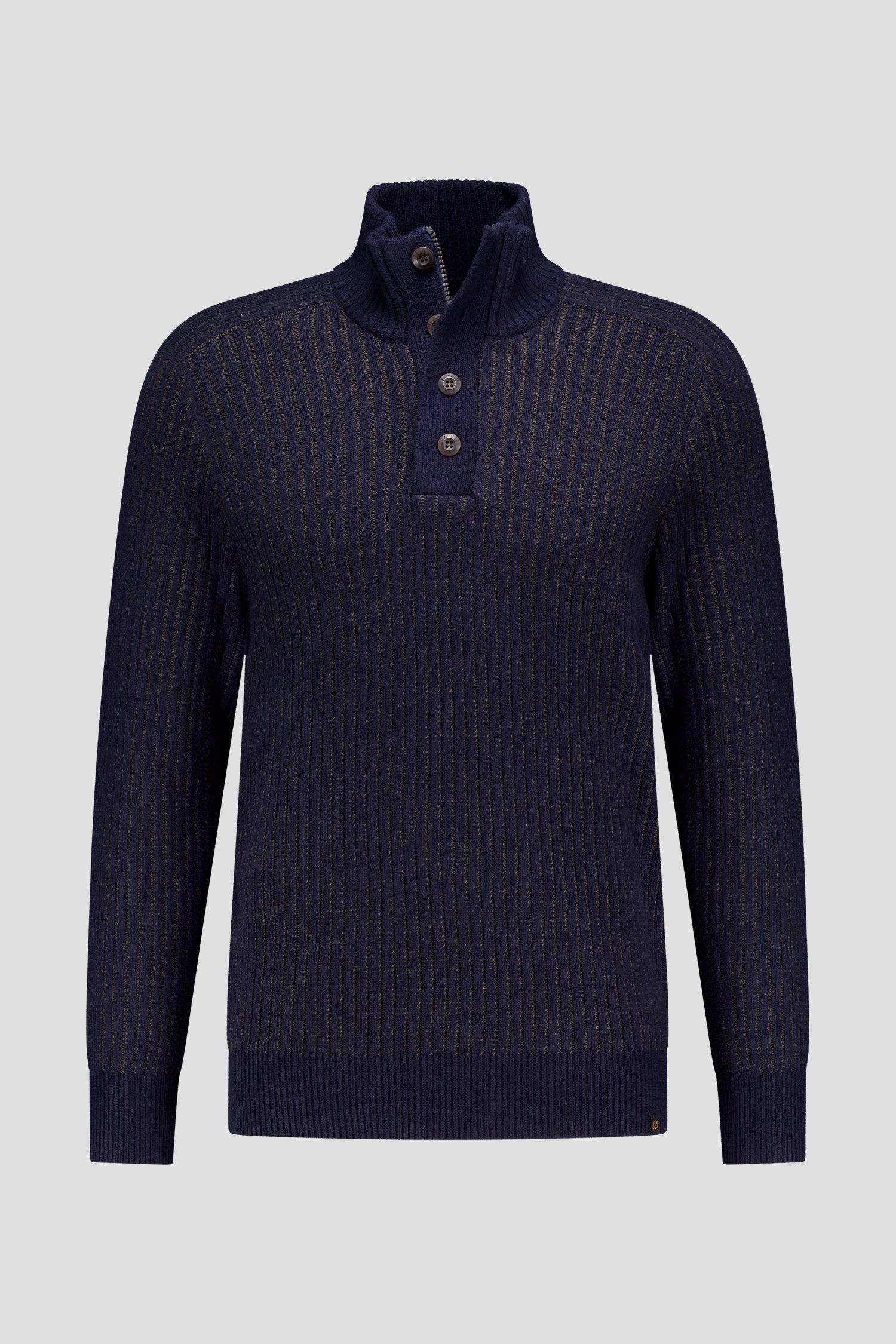 Photo produit 1 de Pull bleu chiné à col montant de Ravøtt pour Hommes