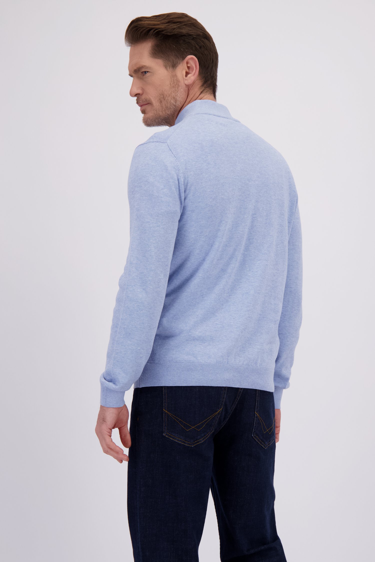 Le dos de Pull bleu clair à col zippé de Dansaert Blue pour Hommes