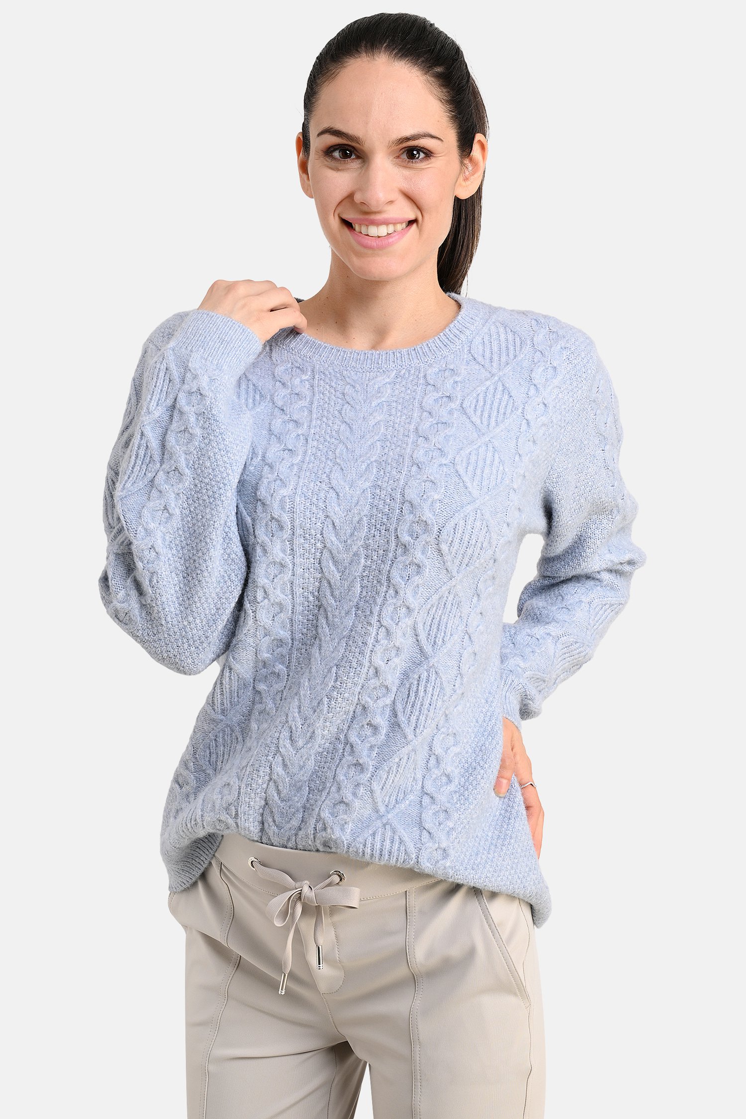 Pull bleu clair à motif câblé	 de Bicalla pour Femmes
