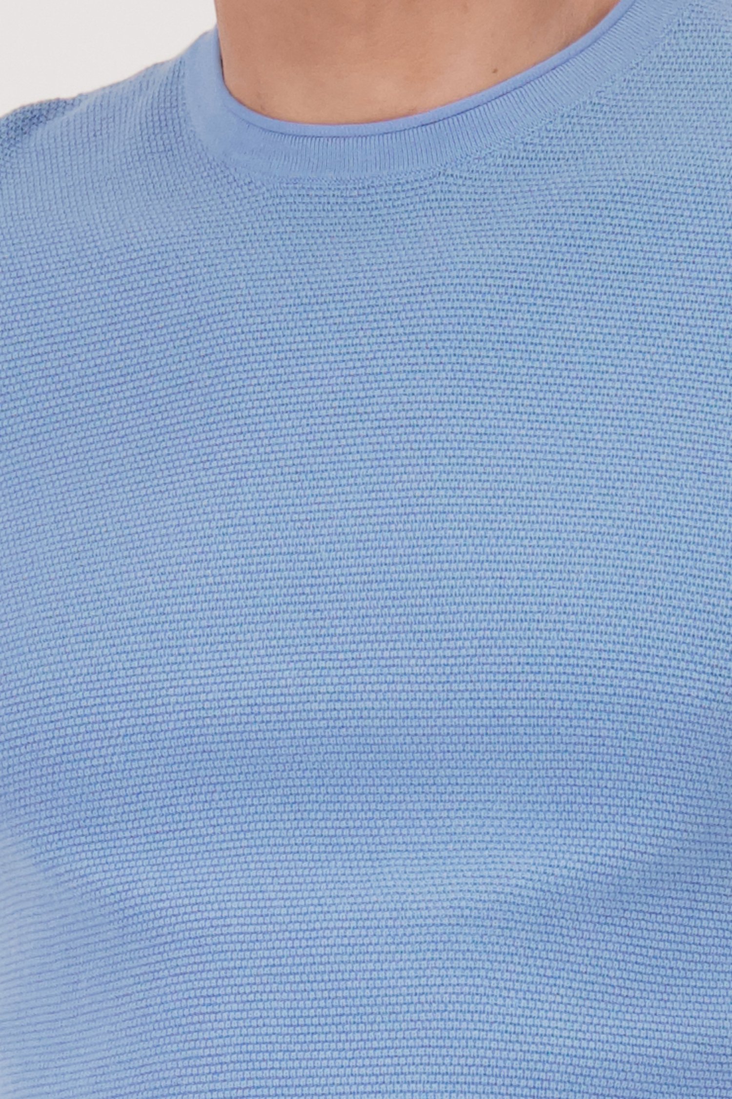 Pull bleu clair à structure fine  de Casual Five pour Hommes