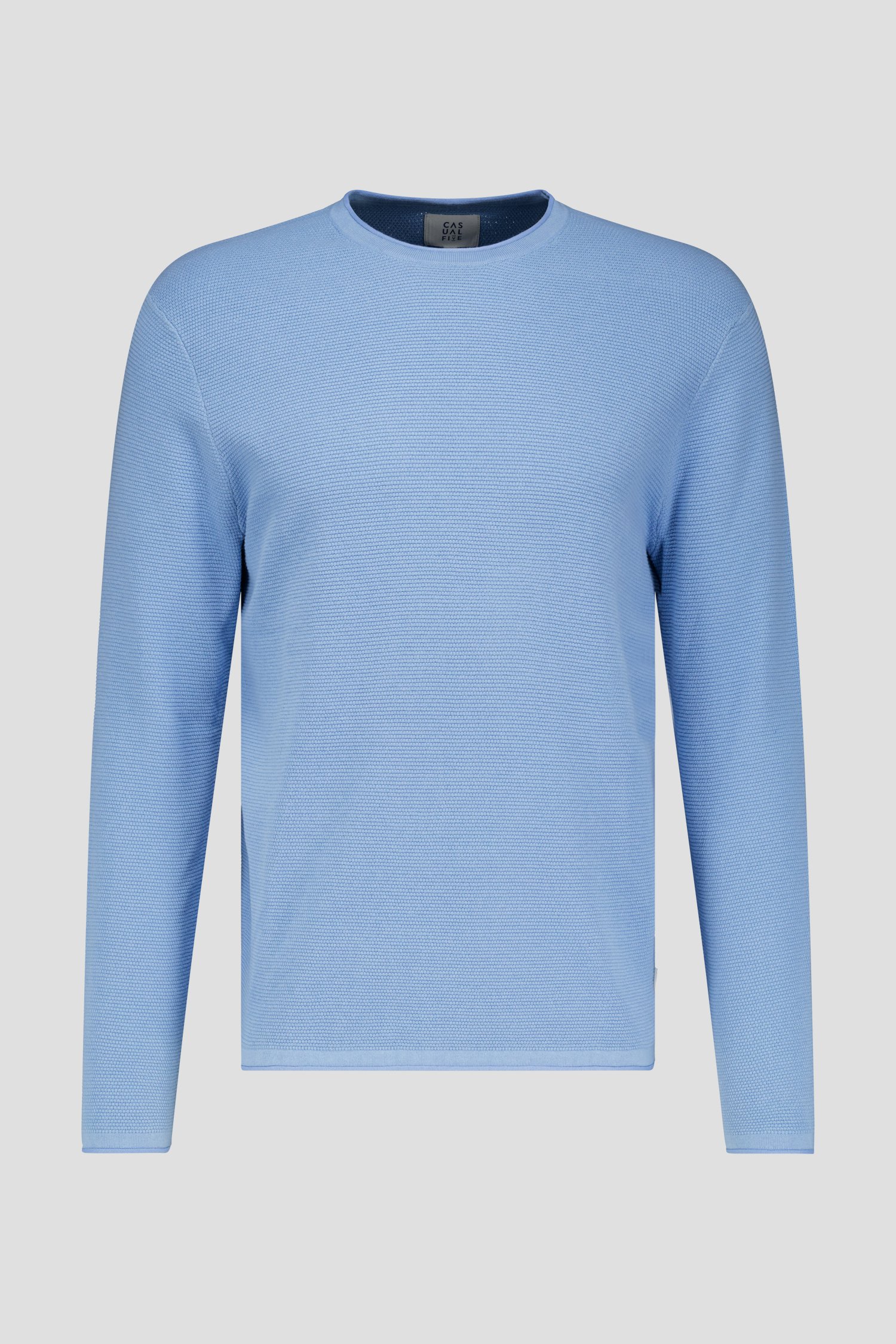 Pull bleu clair à structure fine  de Casual Five pour Hommes