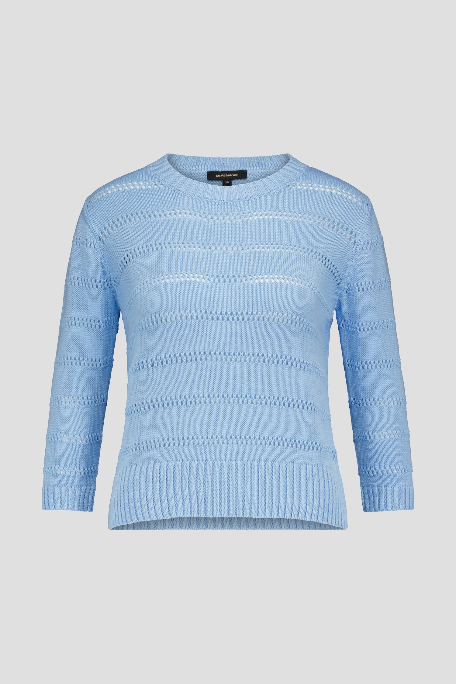 Pull bleu clair avec motif ajouré de More & More pour Femmes