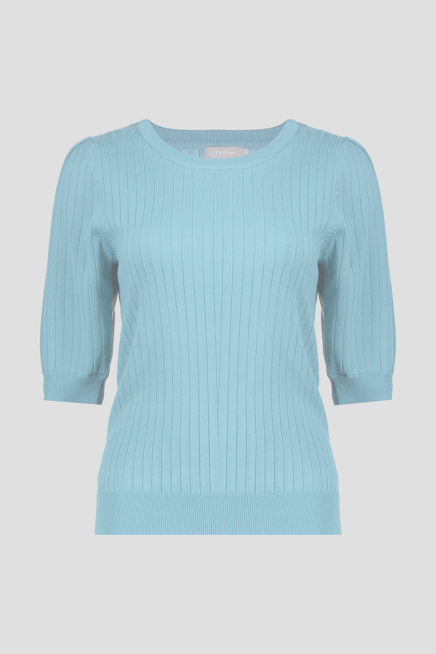 Pull bleu clair en maille à manches mi-longues de Geisha pour Femmes