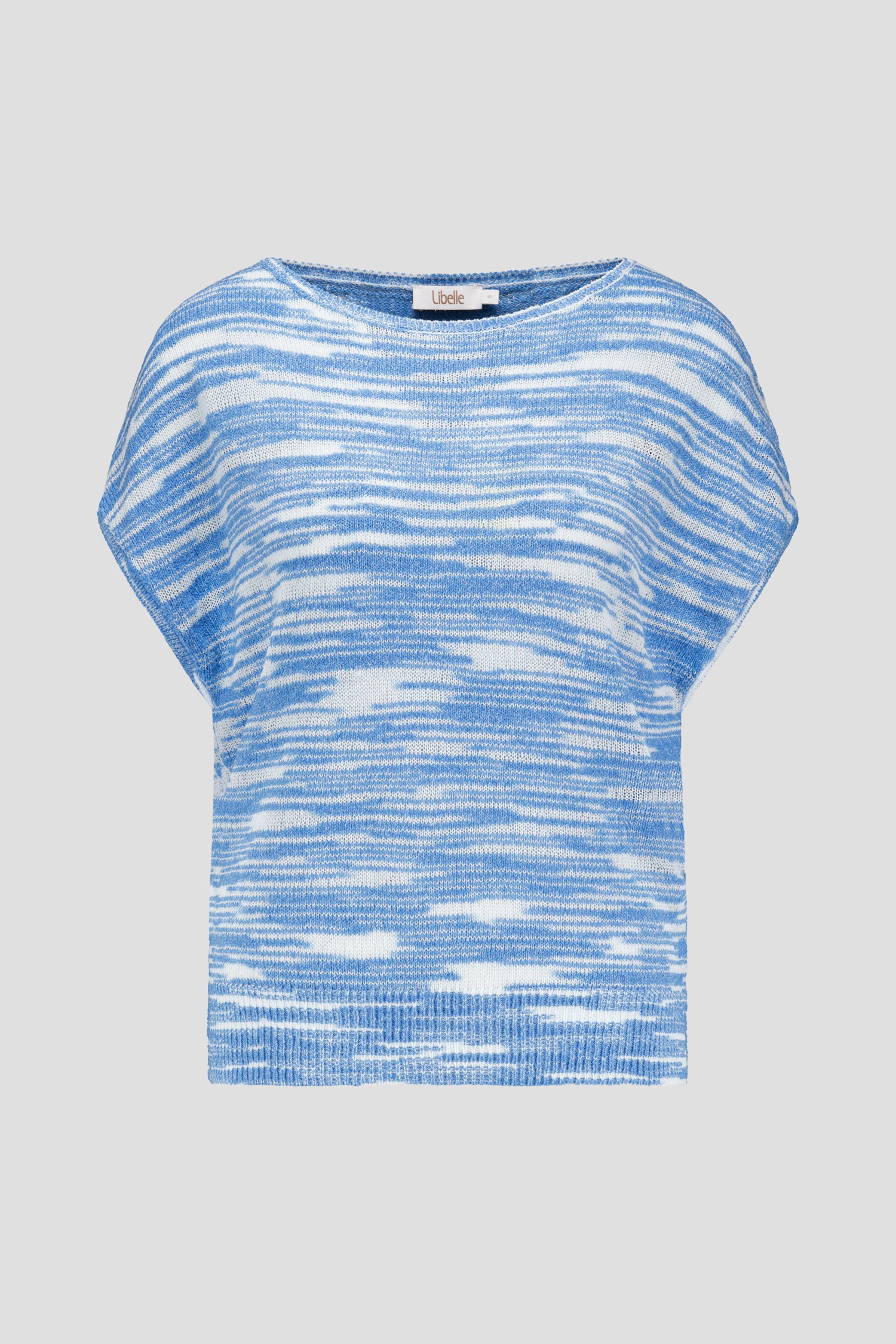 Pull bleu et blanc à manches courtes de Libelle pour Femmes