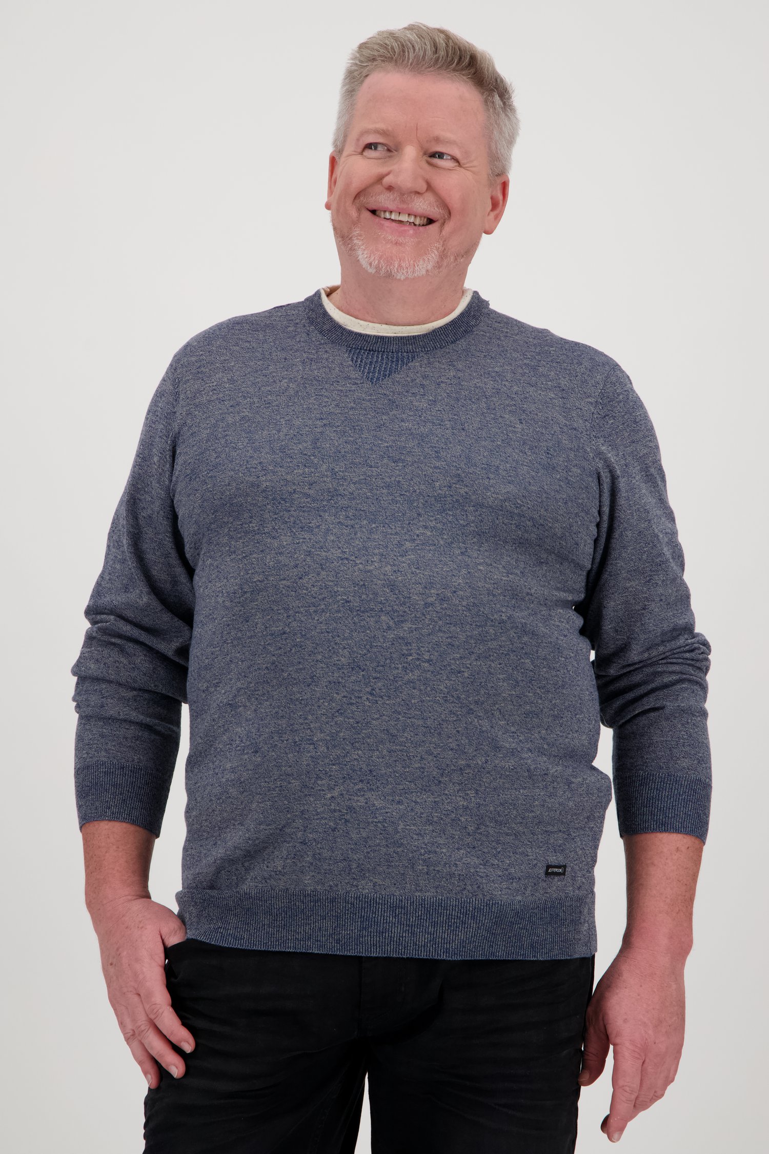 Pull bleu fin	 de Jefferson pour Hommes