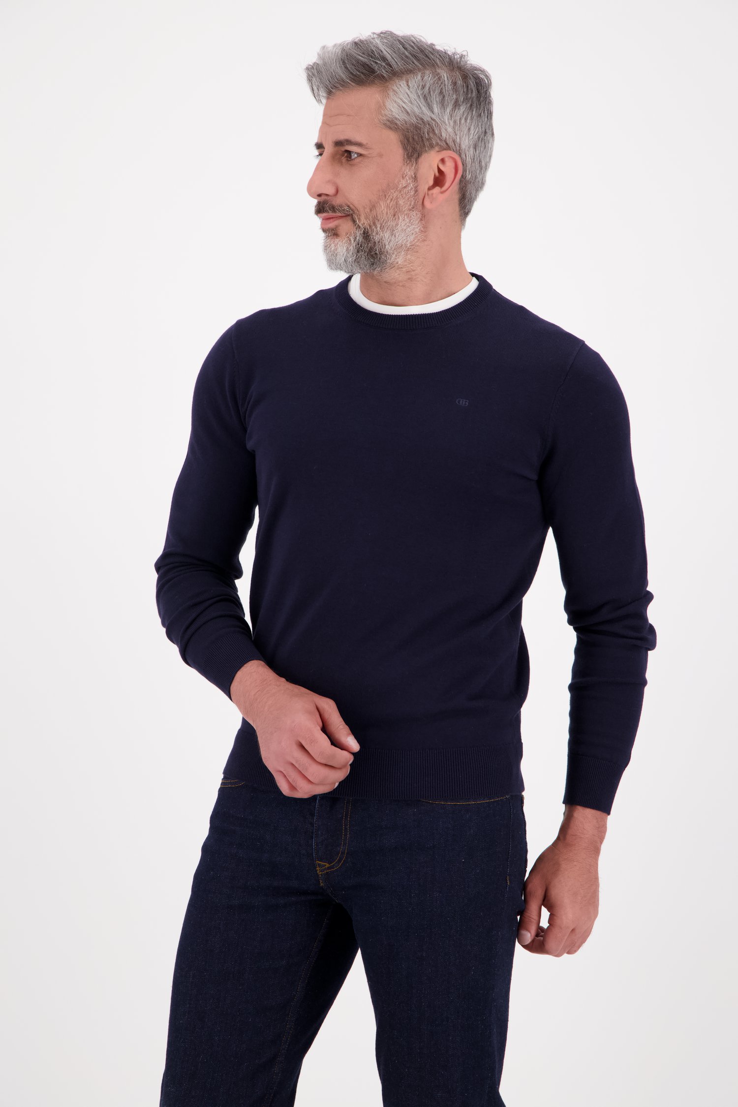 Pull bleu foncé à col rond de Dansaert Blue pour Hommes