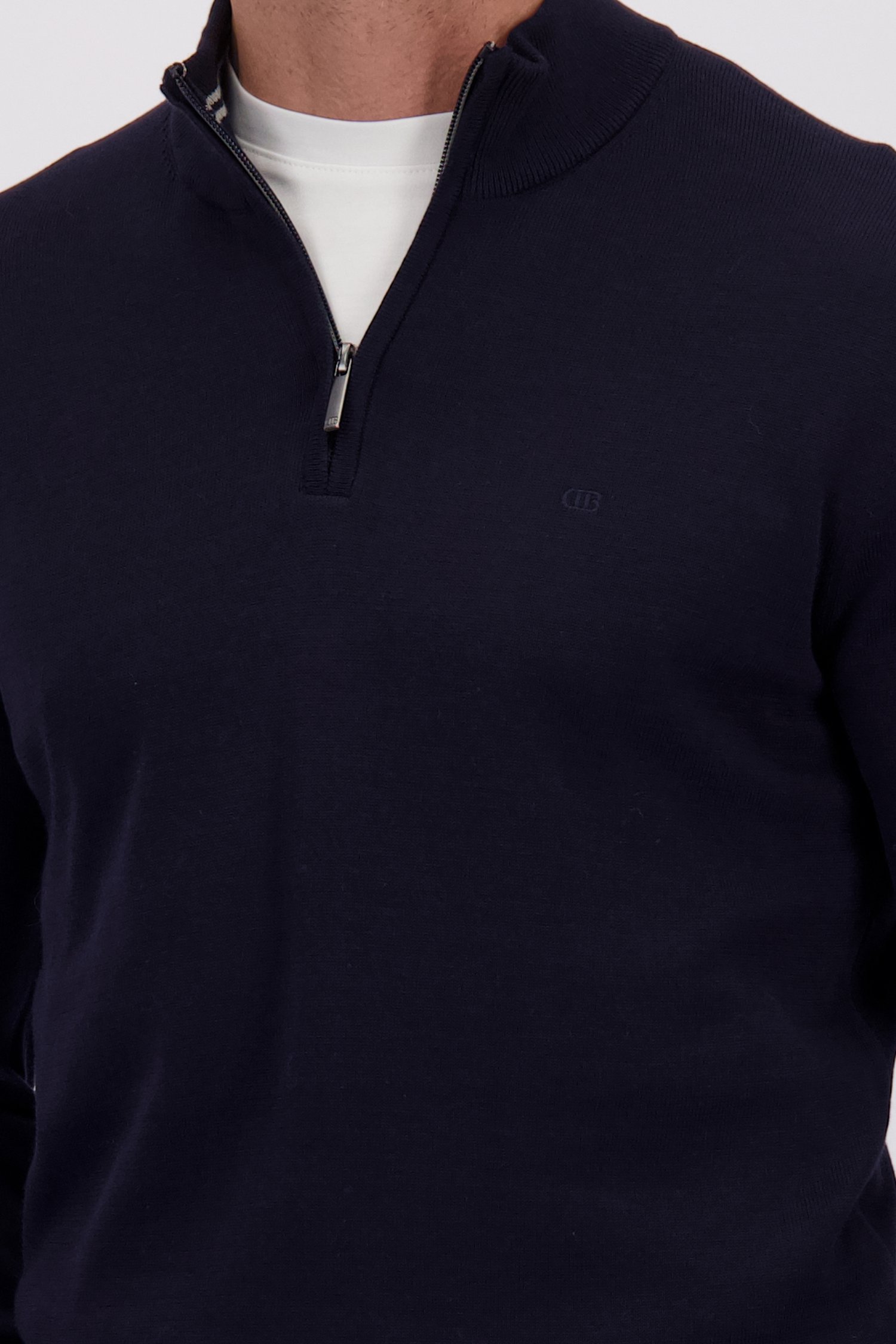Détail de Pull bleu foncé à col zippé de Dansaert Blue pour Hommes