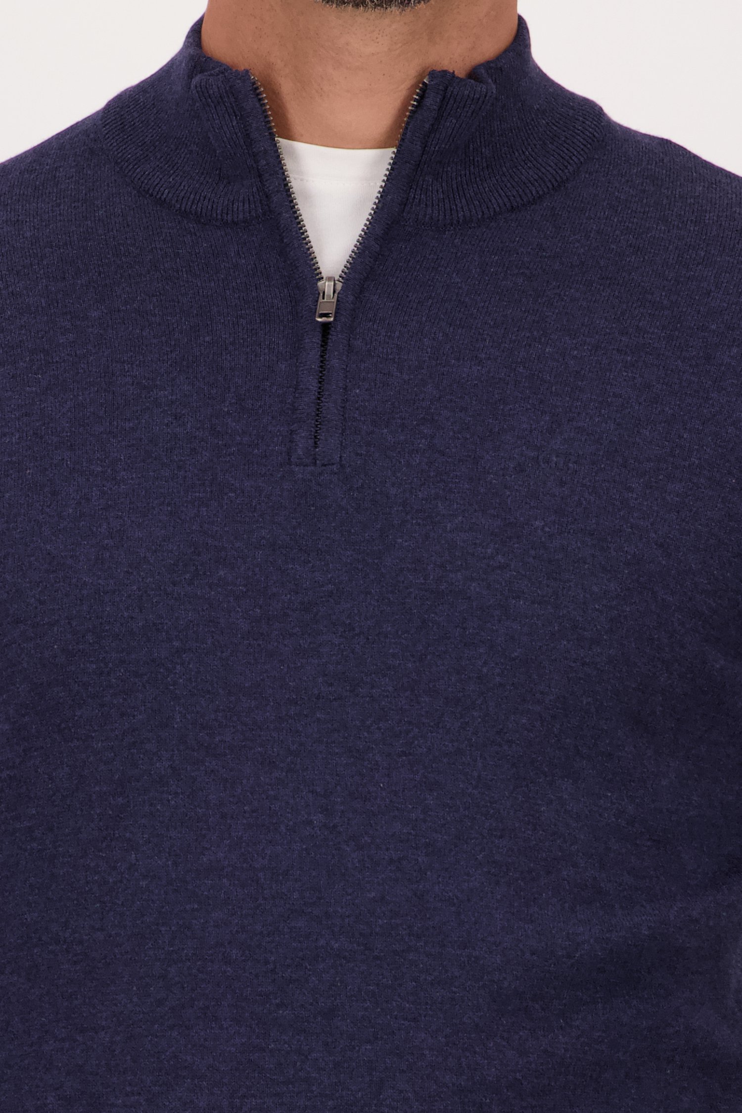 Pull bleu foncé avec fermeture éclair courte	 de Dansaert Blue pour Hommes