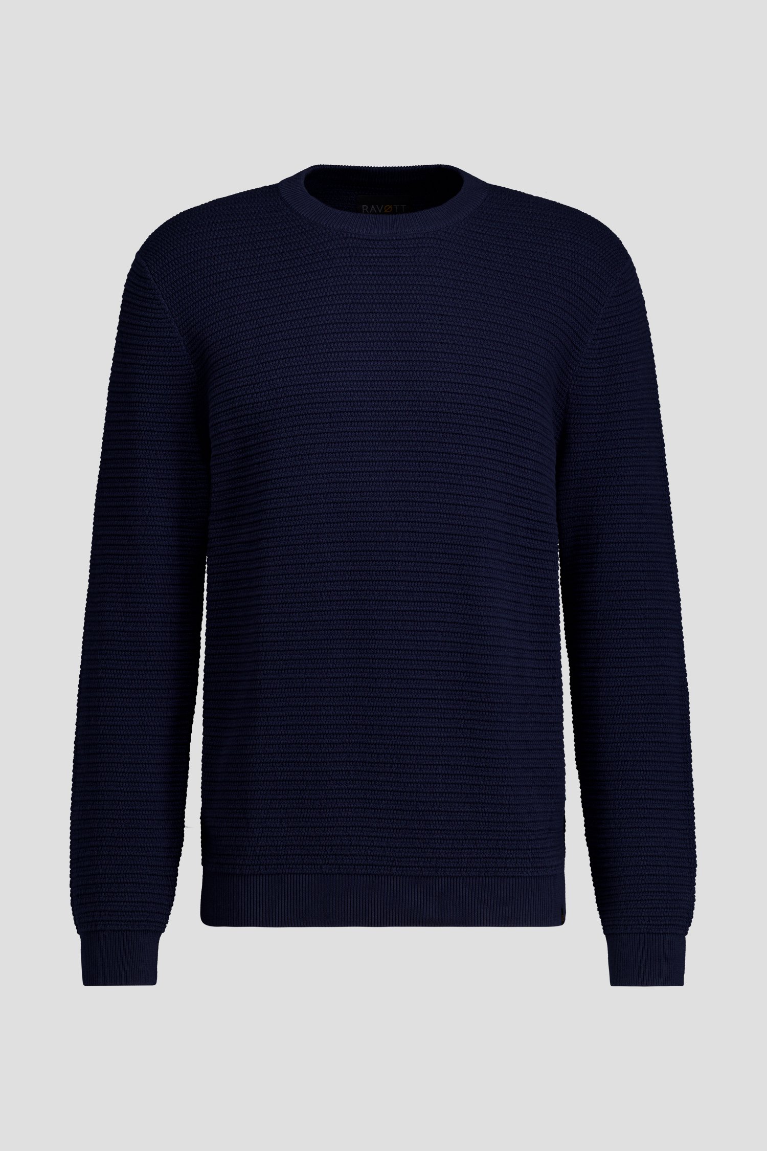 Photo produit 1 de Pull bleu foncé avec rayures tricotées de Ravøtt pour Hommes