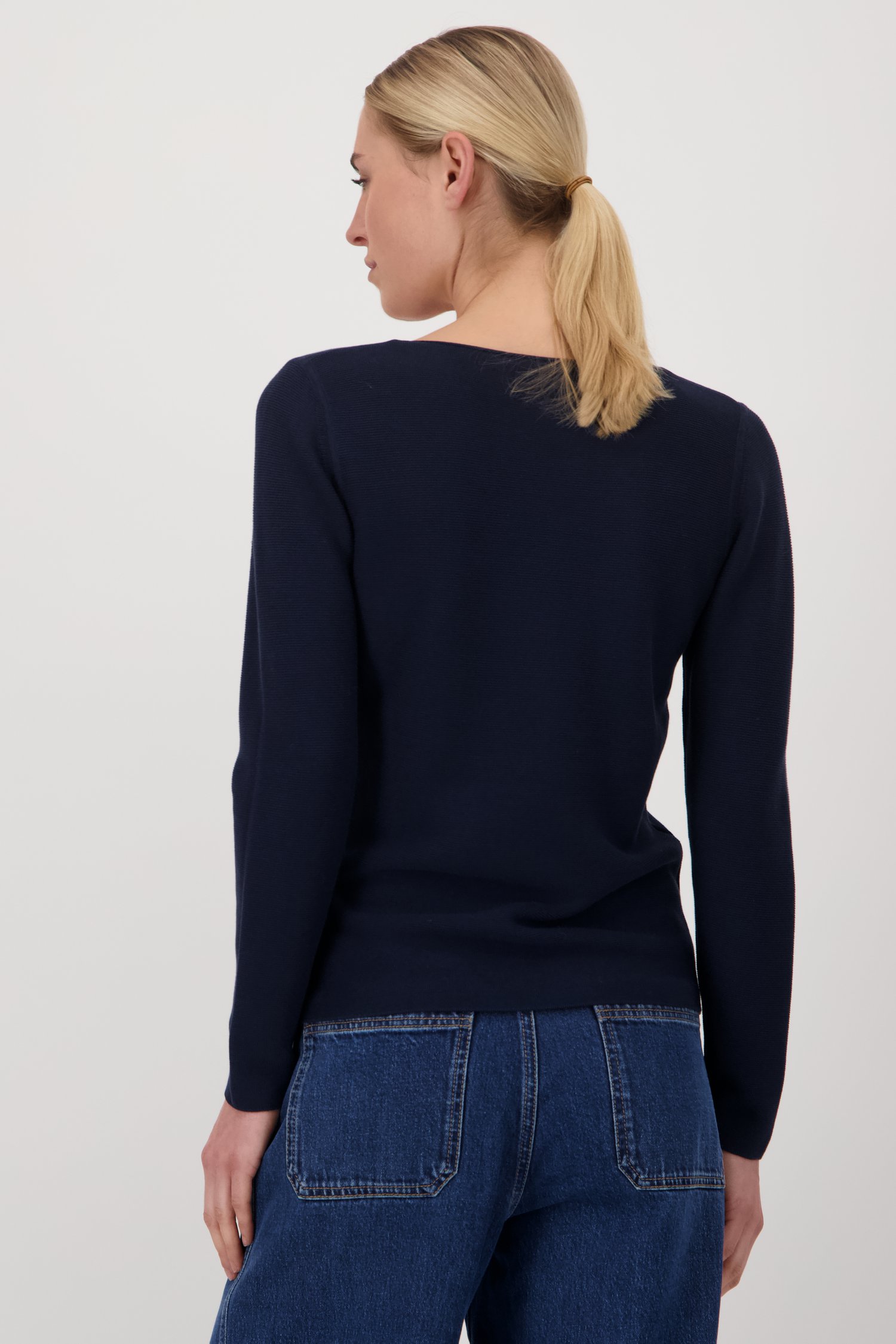 Pull bleu marine avec col en V de Liberty Island pour Femmes