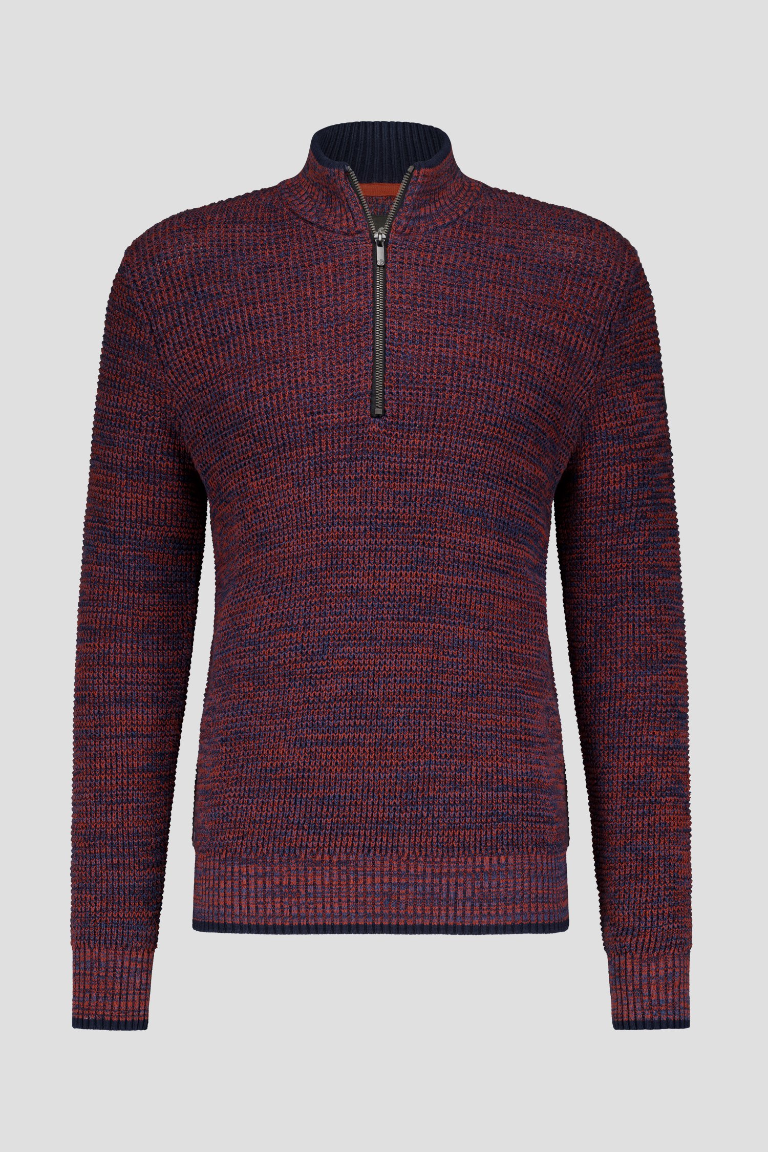 Pull bleu-orange avec fermeture éclair courte de Bluefields pour Hommes