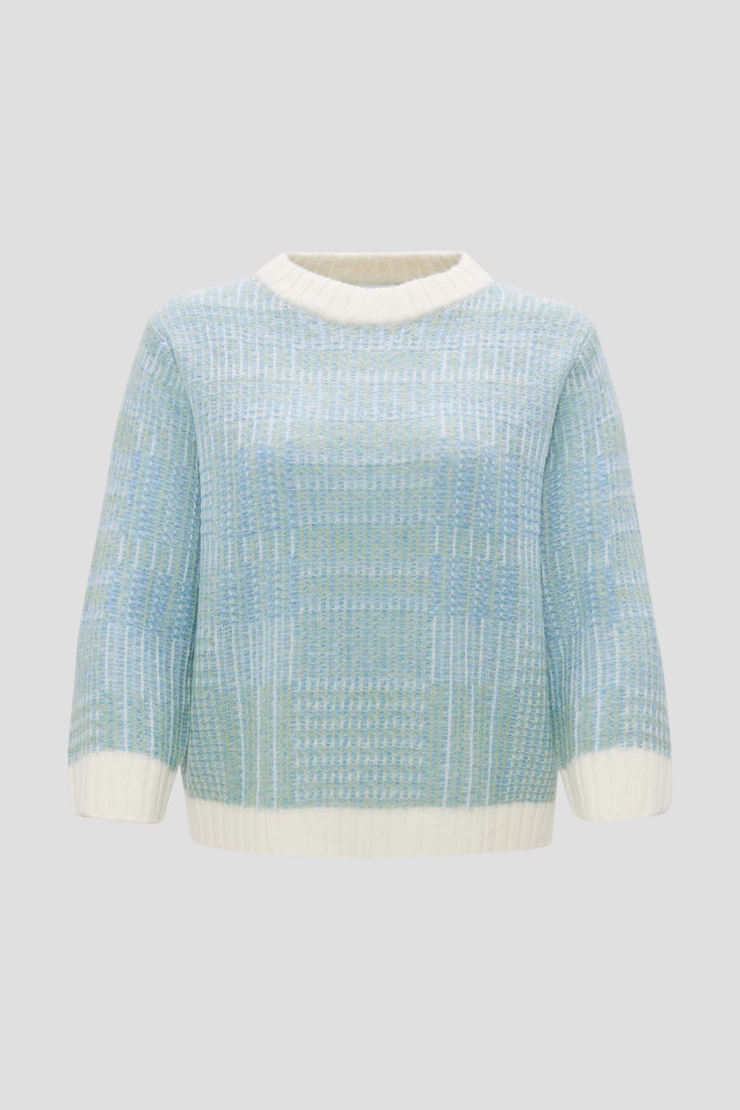 Pull bleu tricoté avec laine et mohair de Opus pour Femmes