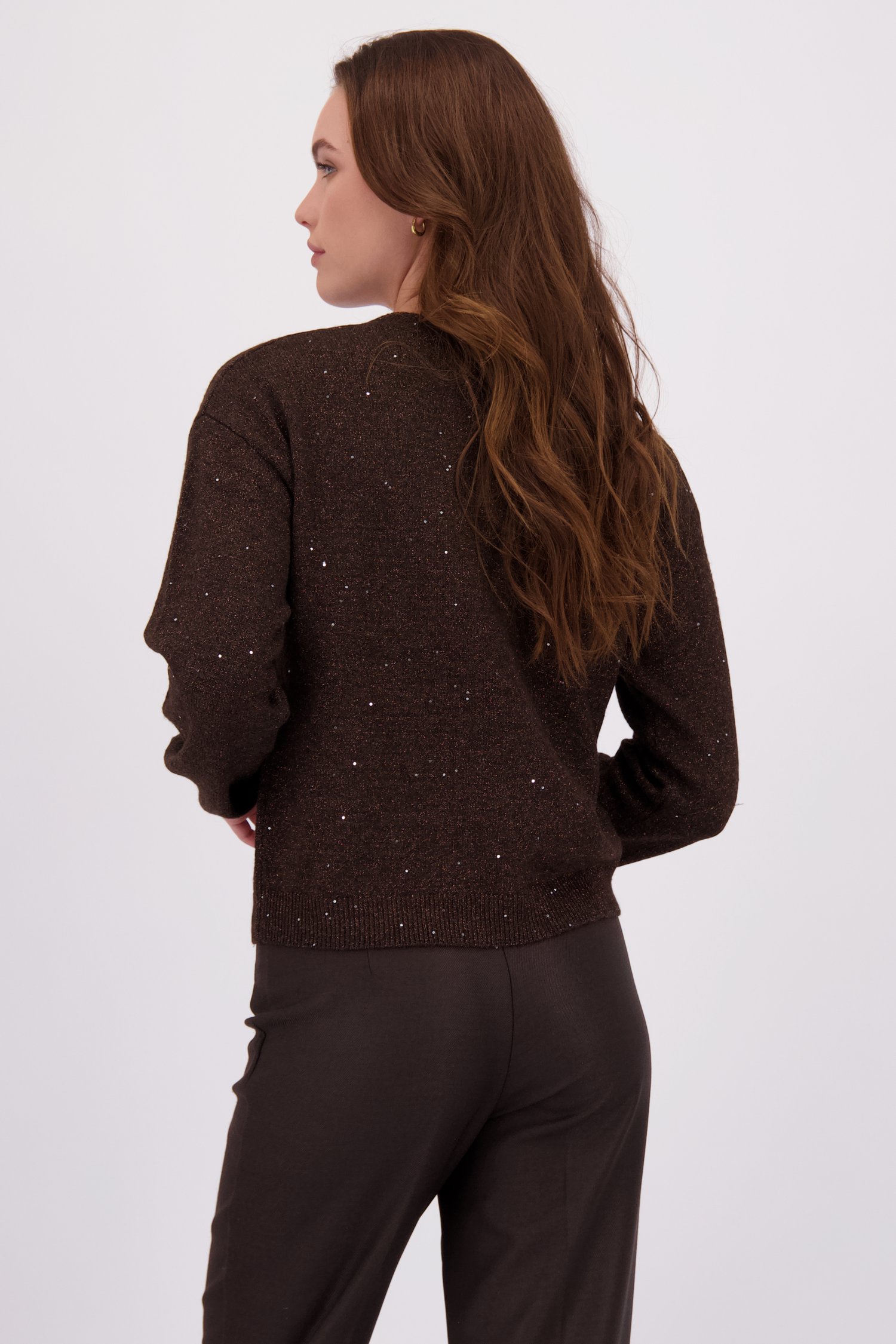 Le dos de Pull brun à paillettes de Geisha pour Femmes