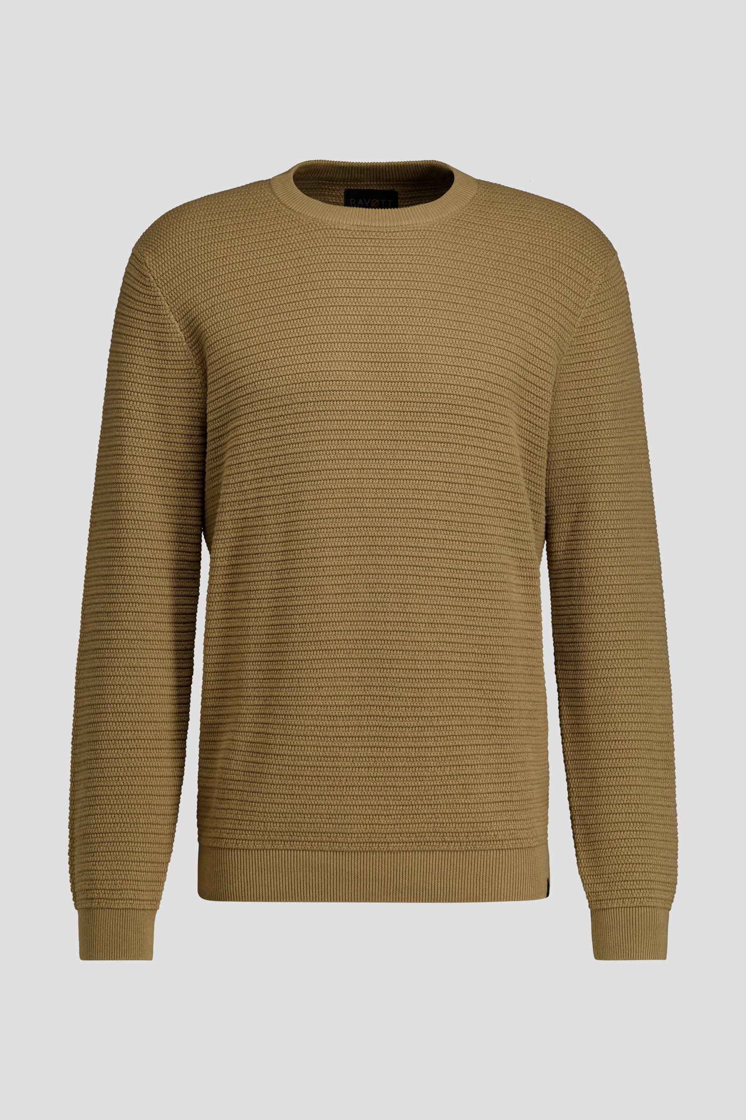 Photo produit 1 de Pull brun avec rayures tricotées de Ravøtt pour Hommes