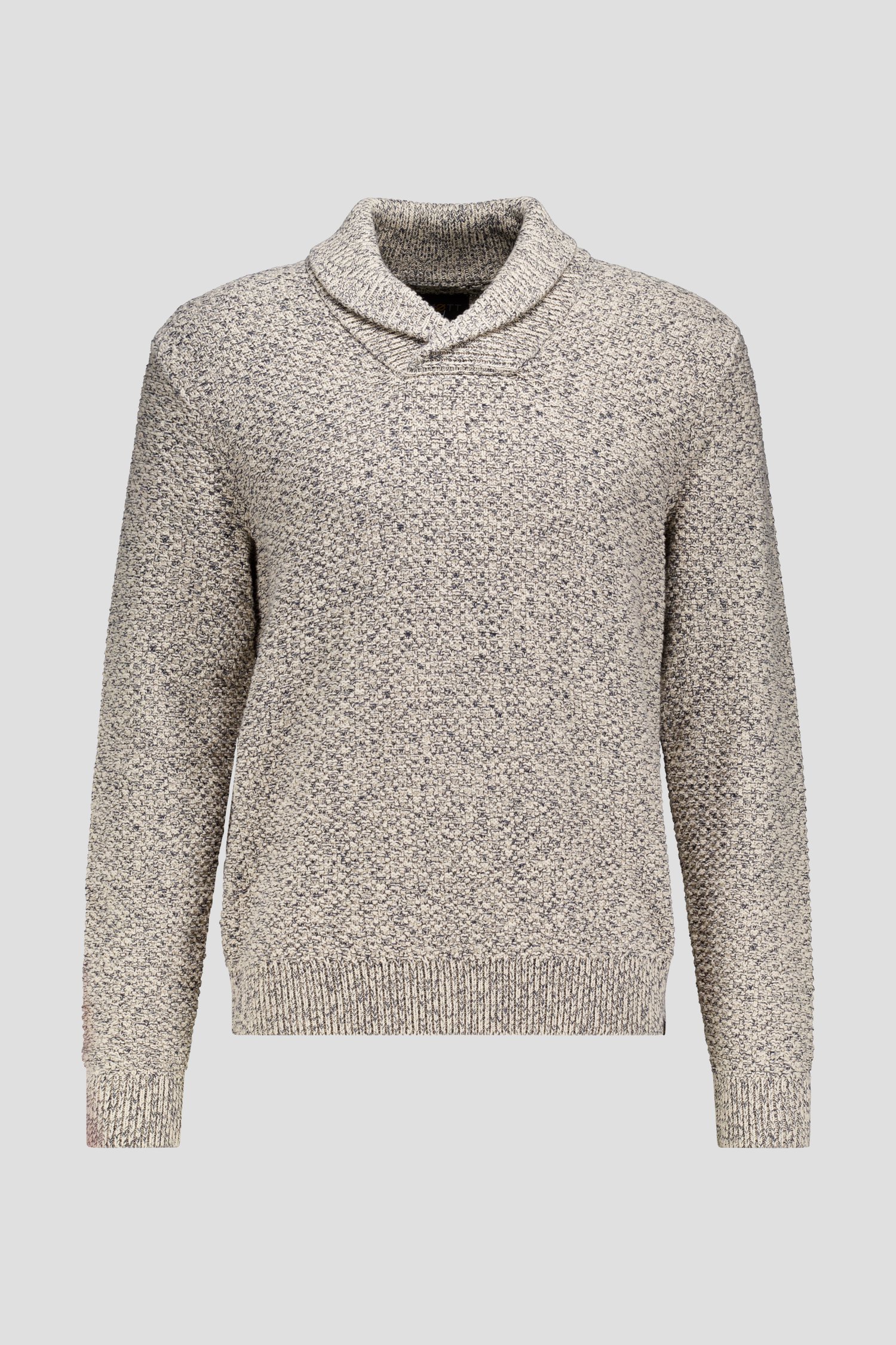 Photo produit 1 de Pull chiné beige à col châle de Ravøtt pour Hommes