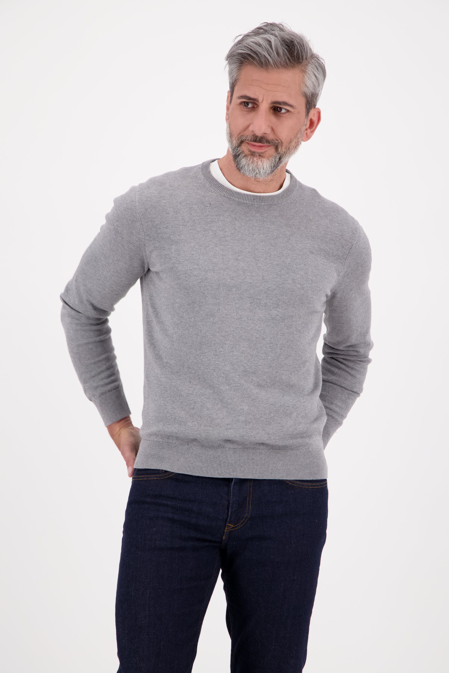 Pull col rond gris de Dansaert Blue pour Hommes