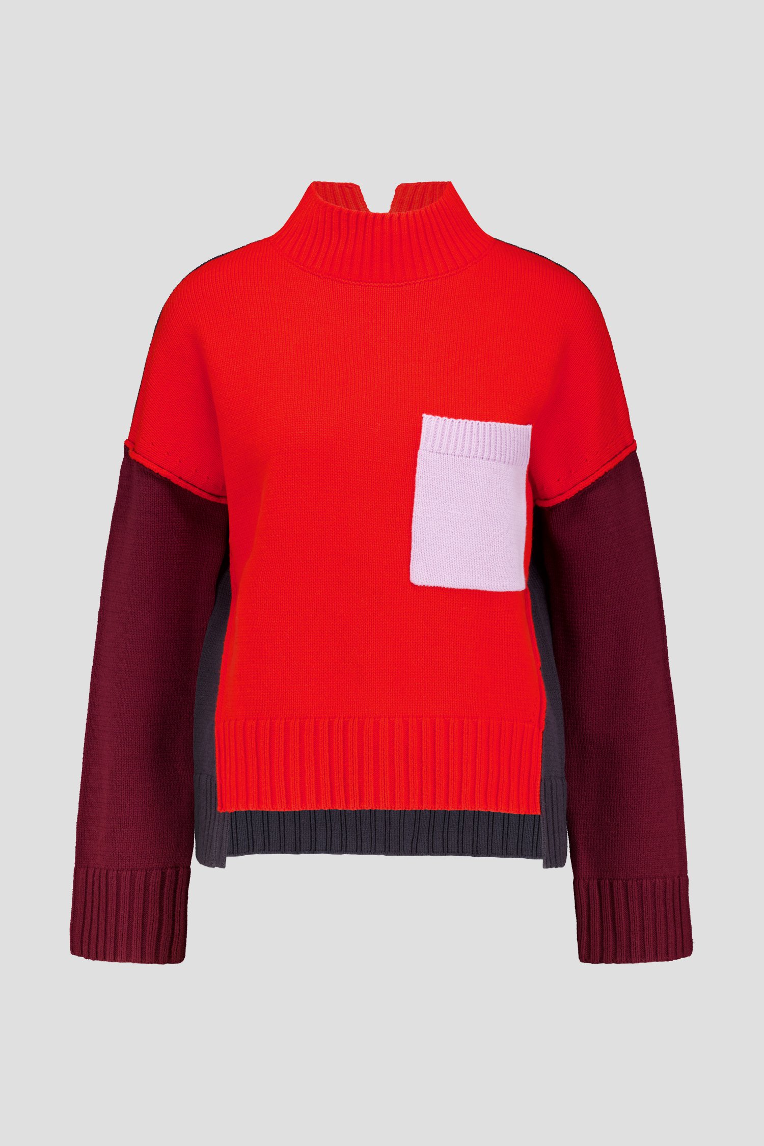 Pull Colour Block en rouge et gris foncé de Louise pour Femmes