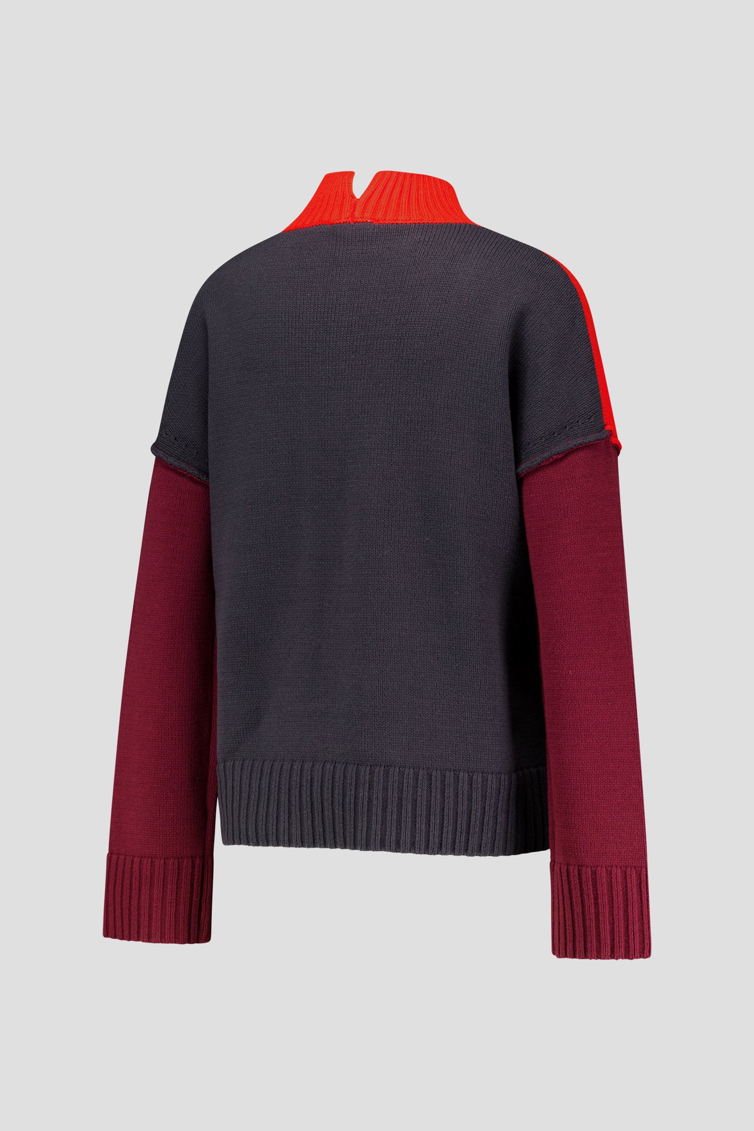 Pull Colour Block en rouge et gris foncé de Louise pour Femmes