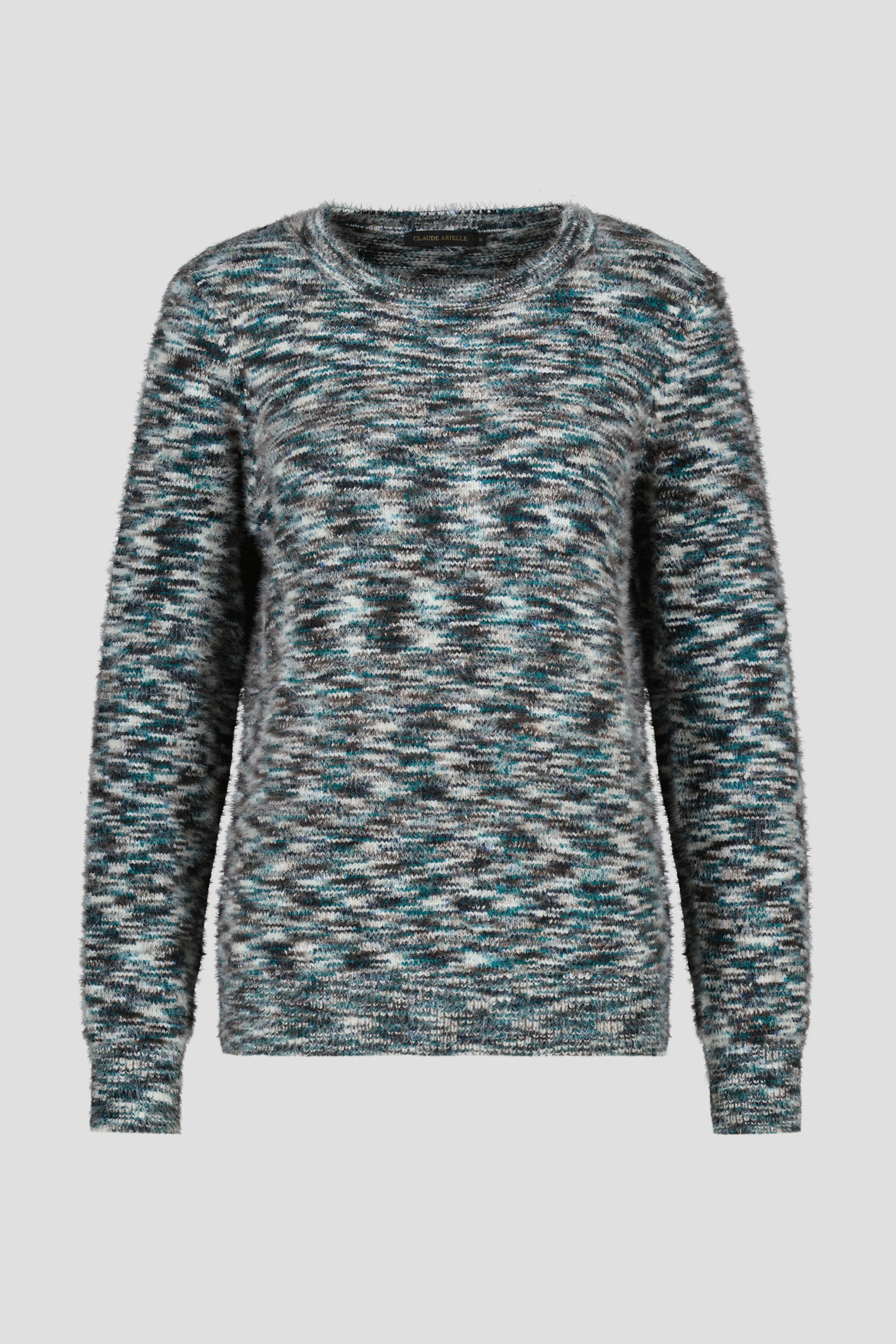 Pull doux avec motif bleu-gris de Claude Arielle pour Femmes