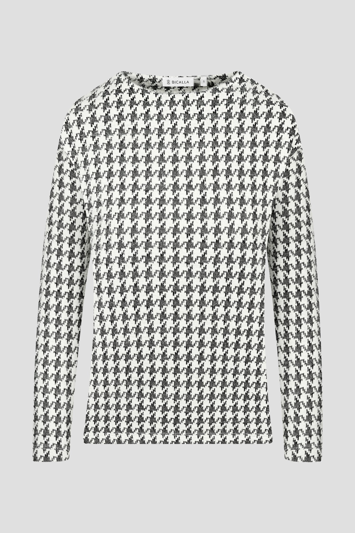 Pull doux écru avec motif noir de Bicalla pour Femmes