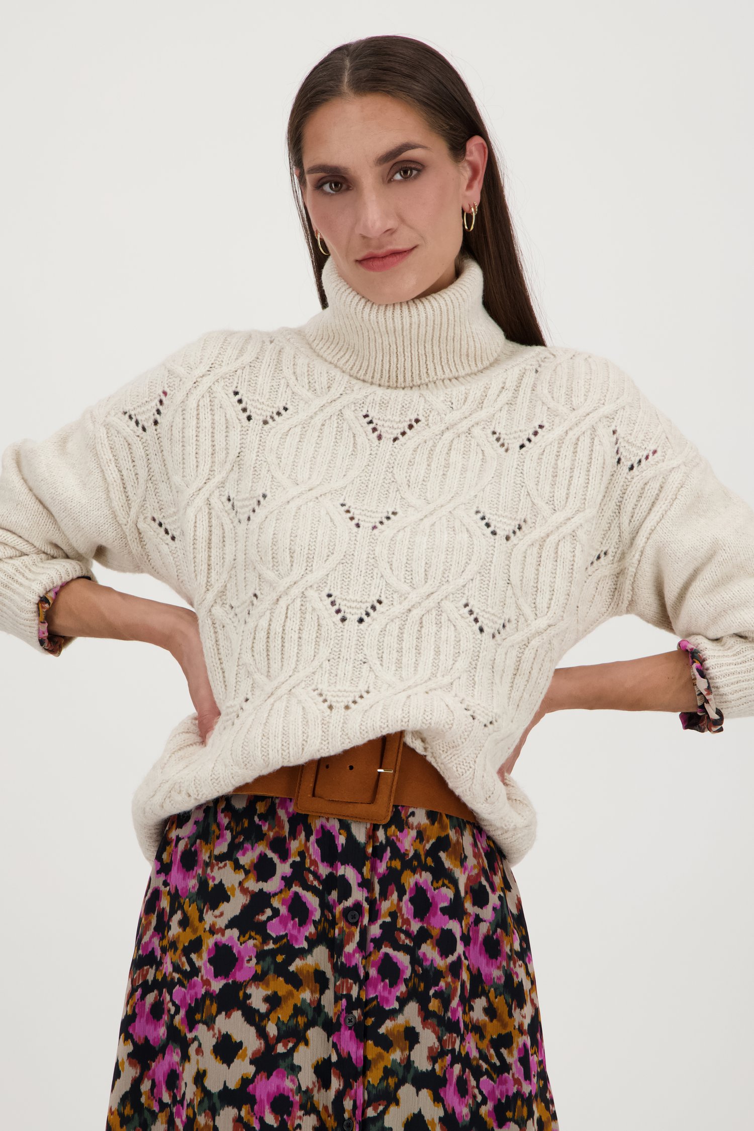 Pull écru à col roulé de More & More pour Femmes