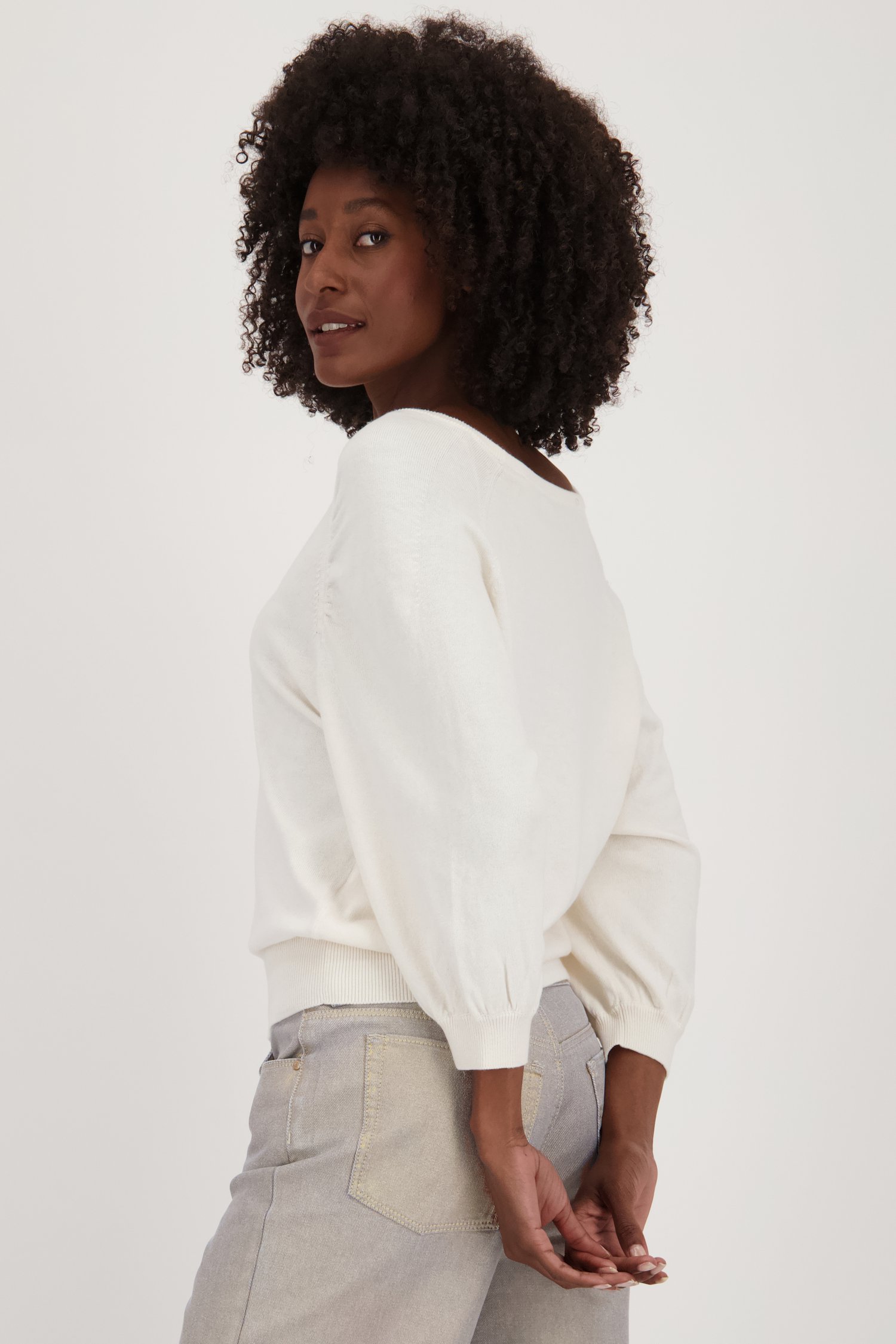 Pull écru à manches ballon	 de Louise pour Femmes