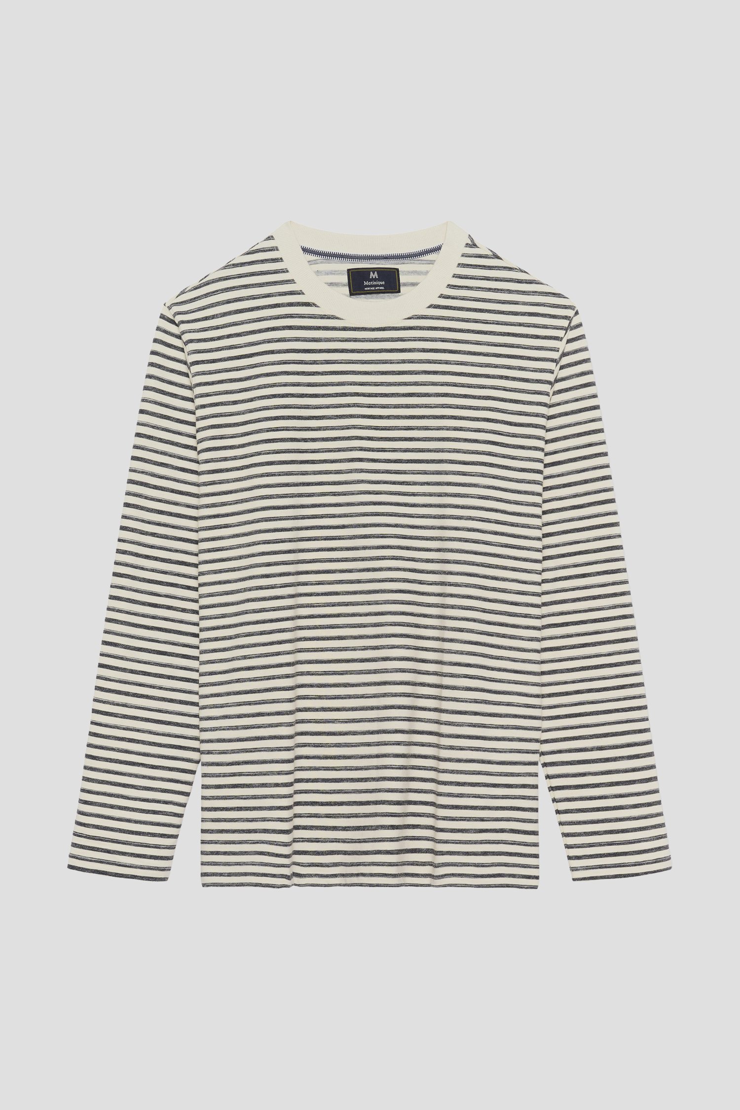 Photo produit 1 de Pull écru à motif rayé gris de Matinique pour Hommes