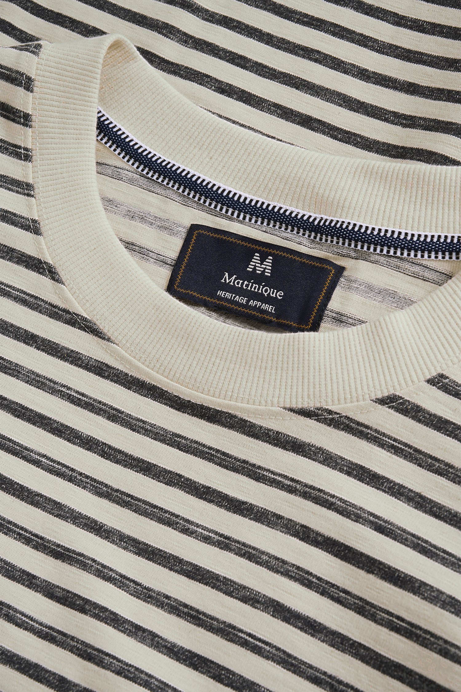 Photo produit 2 de Pull écru à motif rayé gris de Matinique pour Hommes