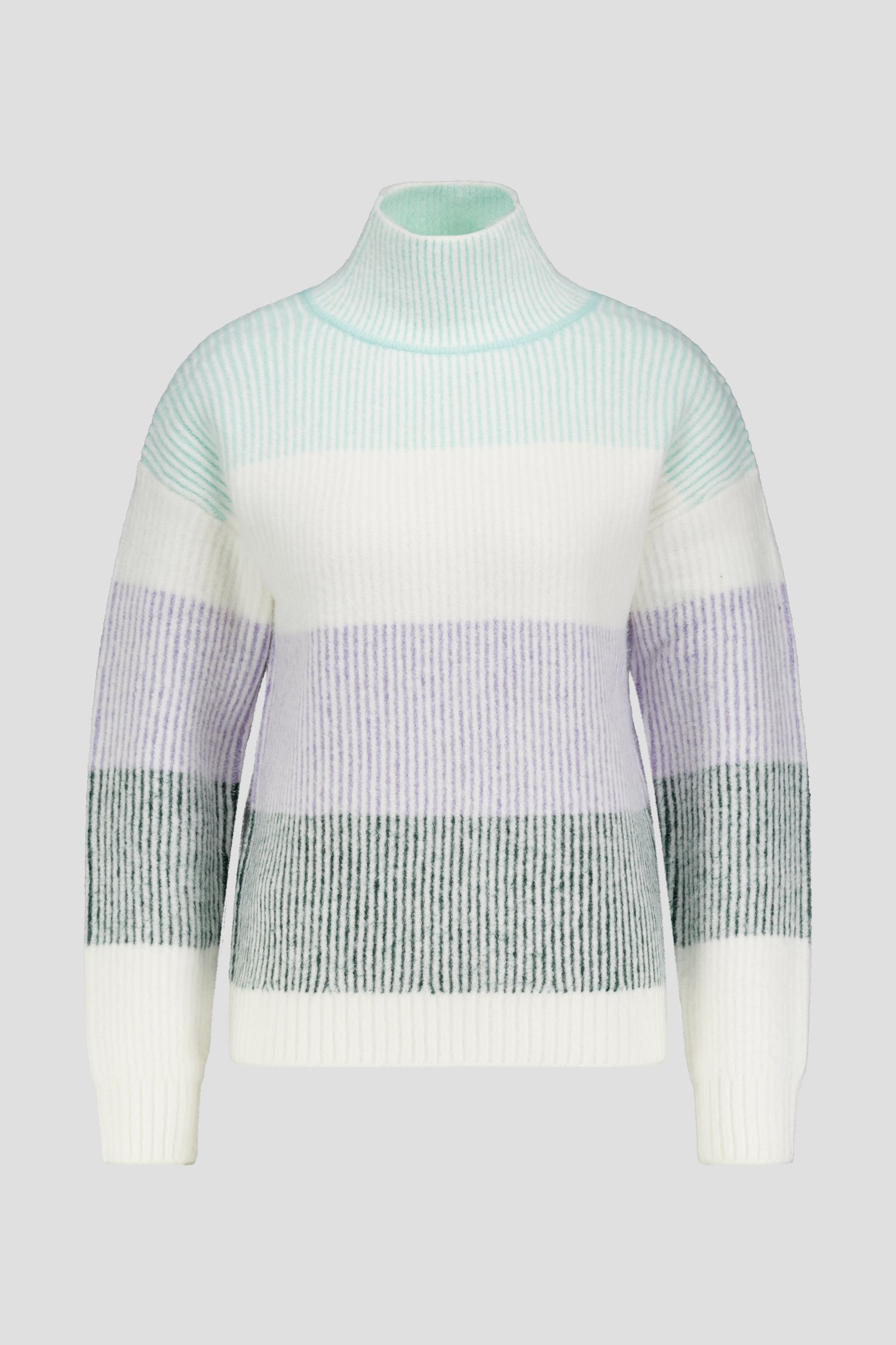 Photo produit 1 de Pull écru à rayures vertes et lilas de Liberty Loving nature pour Femmes