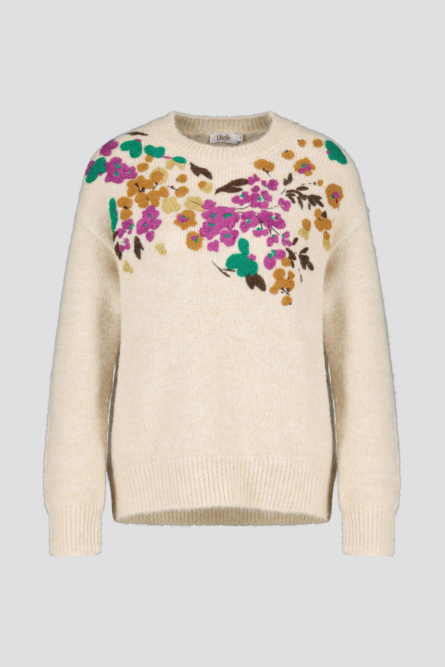 Pull écru avec fleurs brodées de Libelle pour Femmes