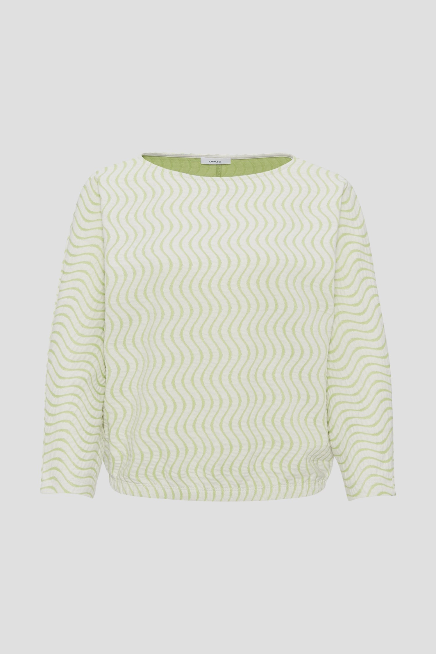 Pull écru avec motif ondulé vert  de Opus pour Femmes