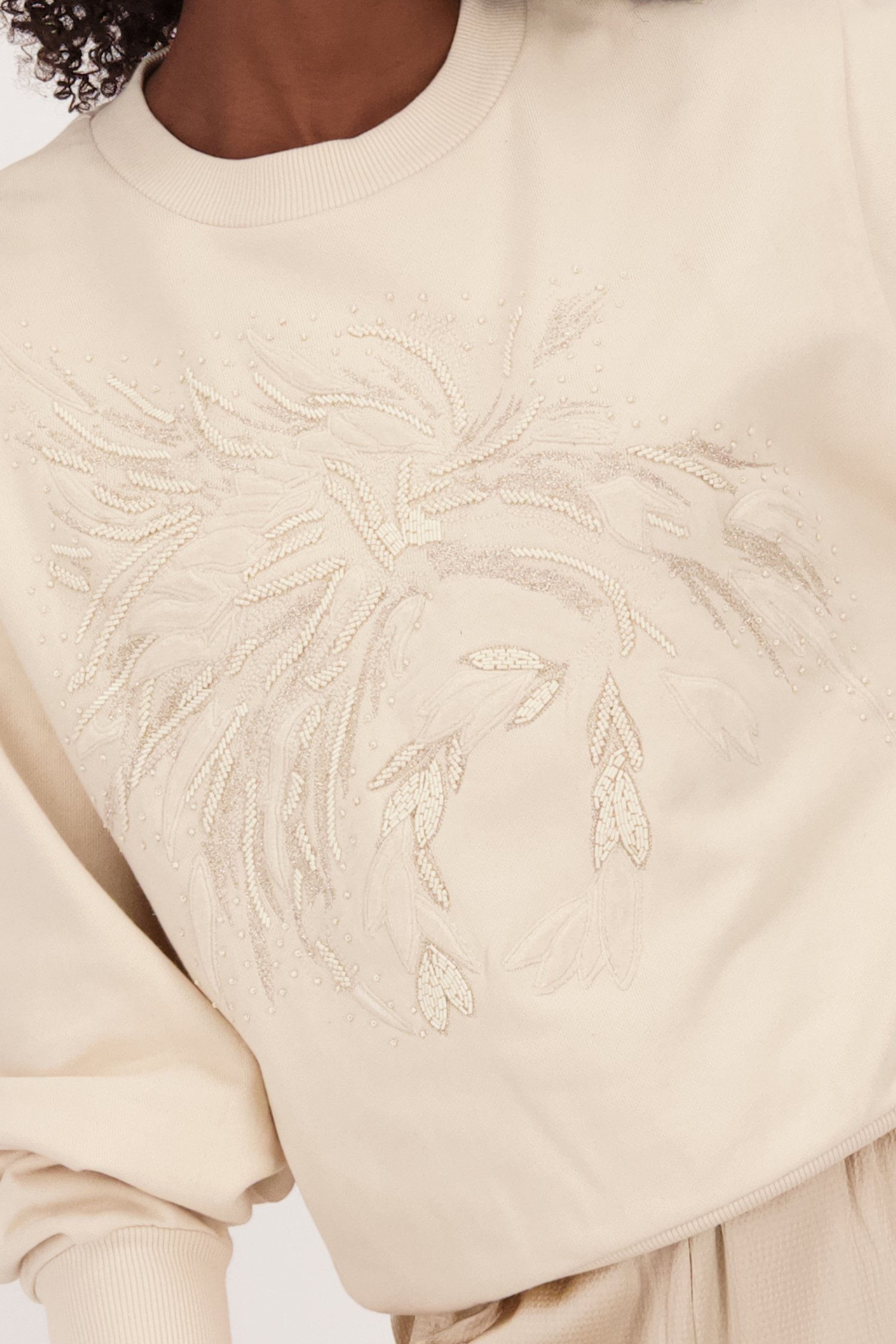 Pull écru avec motif perlé de Louise pour Femmes